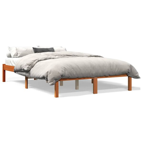 Cama sin colchón madera maciza de pino marrón cera 140×200 cm Marrón cera 140 x 200 cm