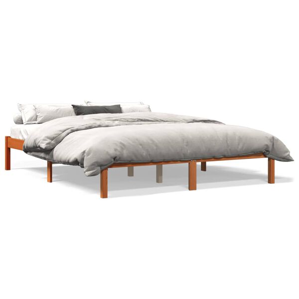 Cama sin colchón madera maciza de pino marrón cera 160×200 cm Marrón cera 160 x 200 cm