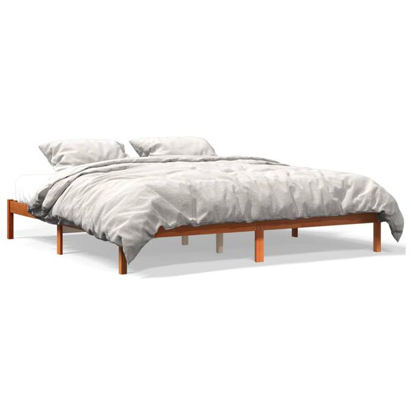 Cama sin colchón madera maciza de pino marrón cera 200×200 cm Marrón cera 200 x 200 cm