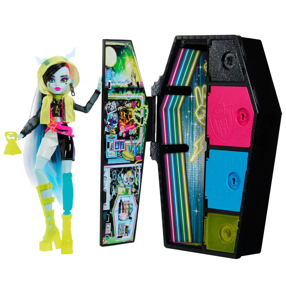 Mattel Muñeca Monster High Skullmate Secrets Neon Frights Frankie Stein MULTICOLOR