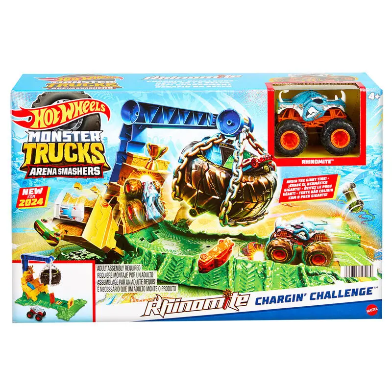 Mattel Juegos de coches Hot Wheels Monster Trucks Arena Smashers Rhinomite Chargin Challenge MULTICOLOR