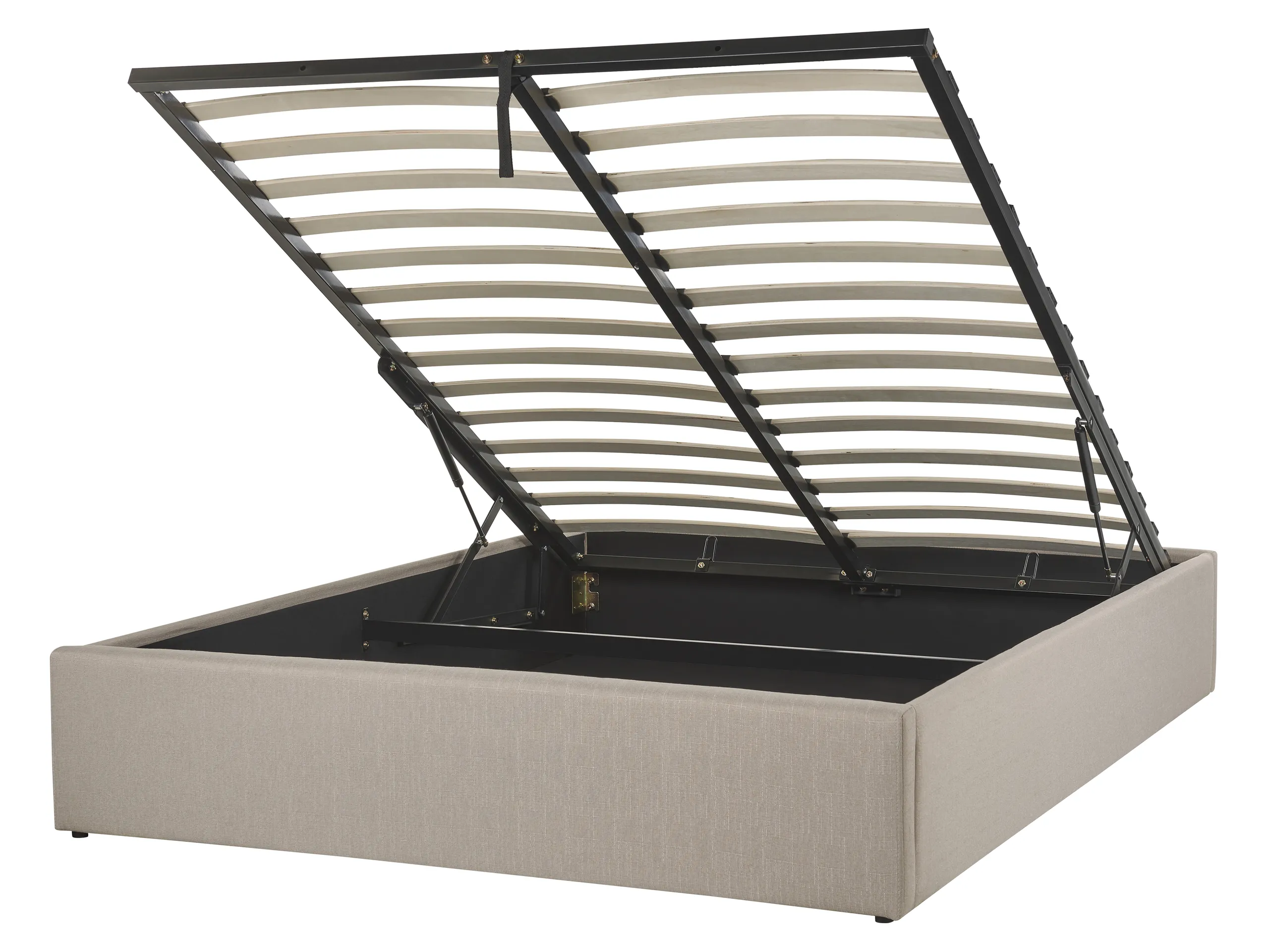 Ottoman Bed without Headboard Fabric DINAN 140 x 200 cm (EU Double) Light Brown