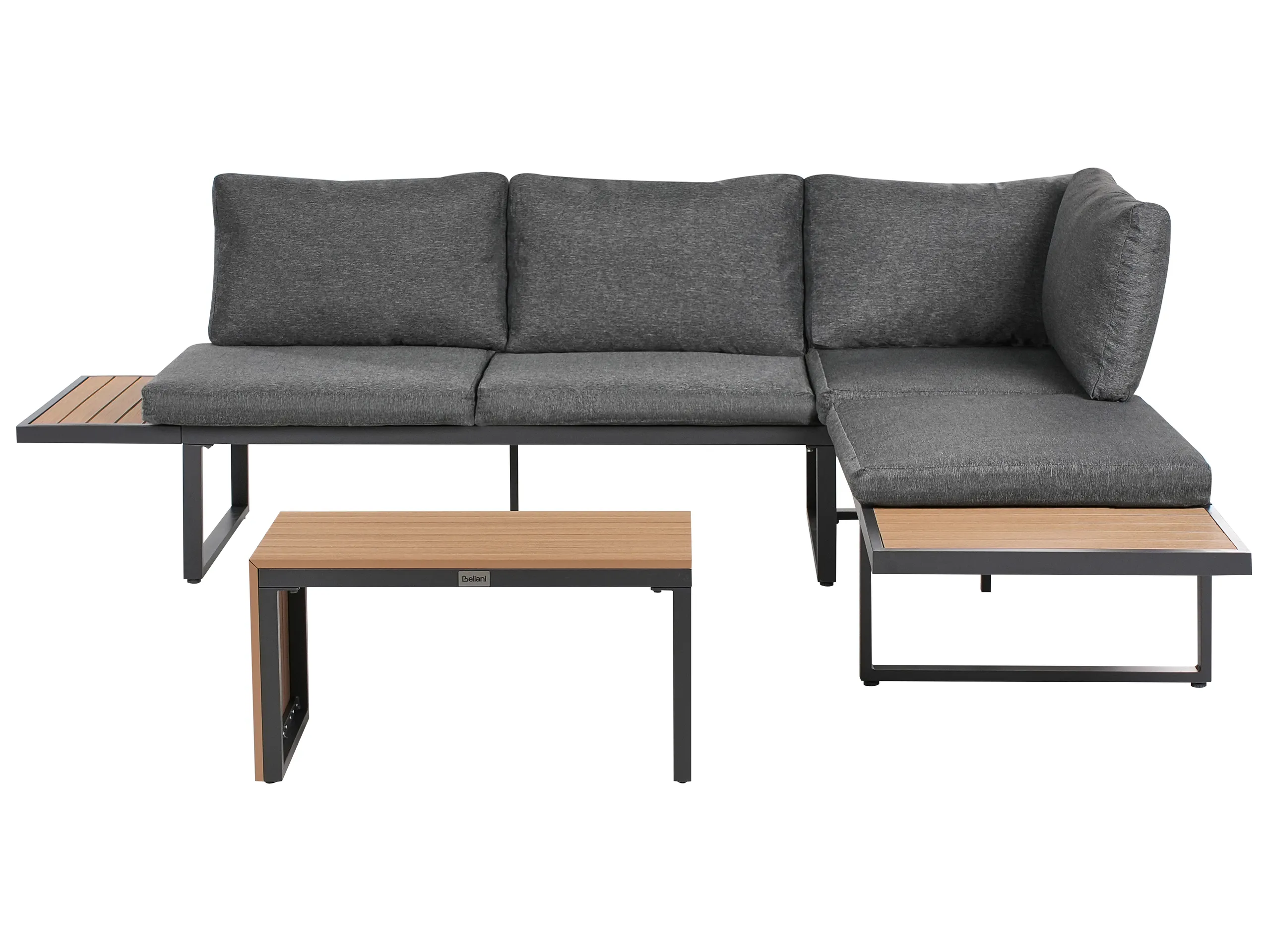 Conjunto esquinero de jardín 4 plazas PIENZA Izquierda Marrón claro/Gris