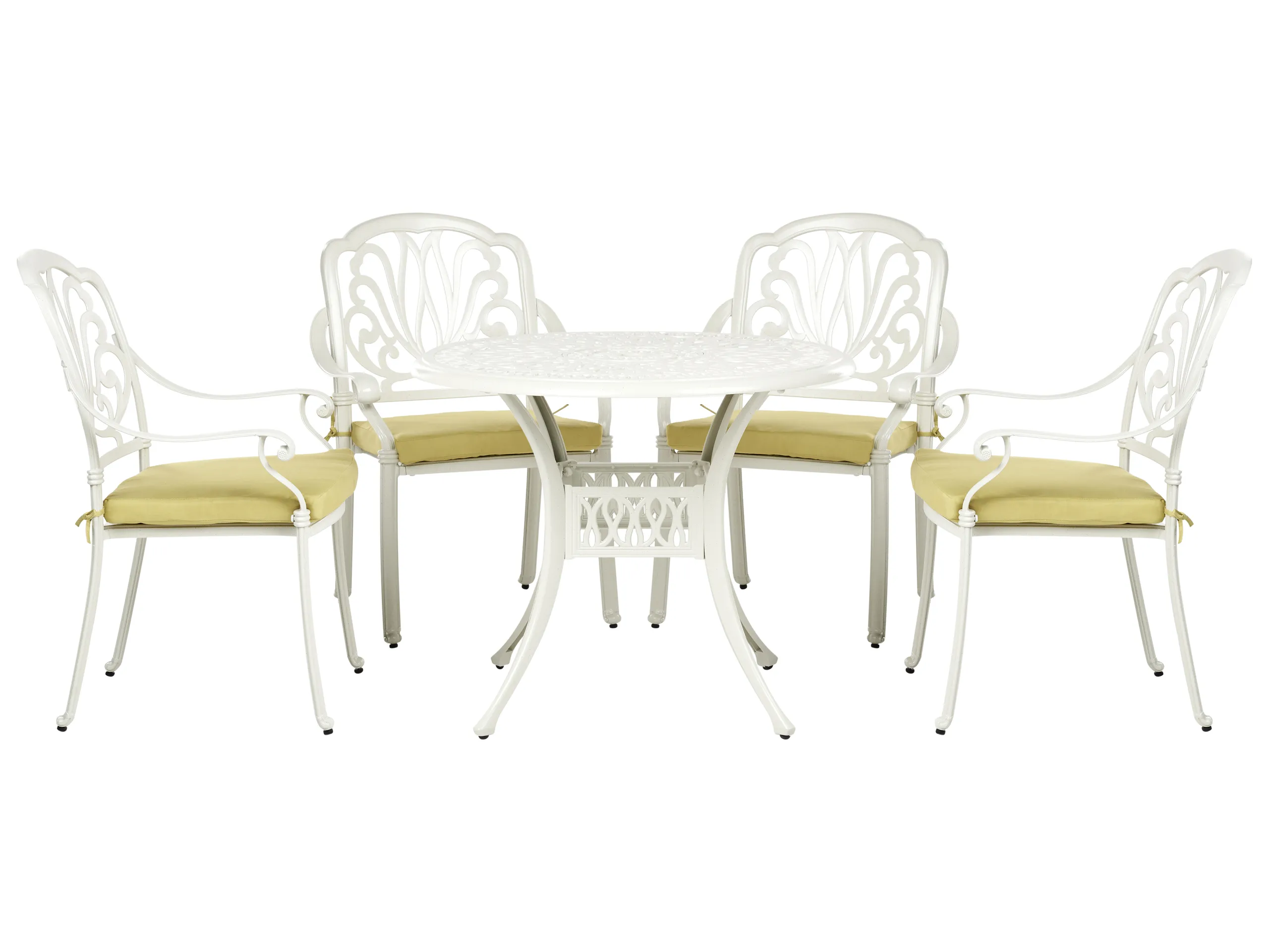 Conjunto de comedor exterior 4 plazas ANCONA con cojines Metal Blanco crema