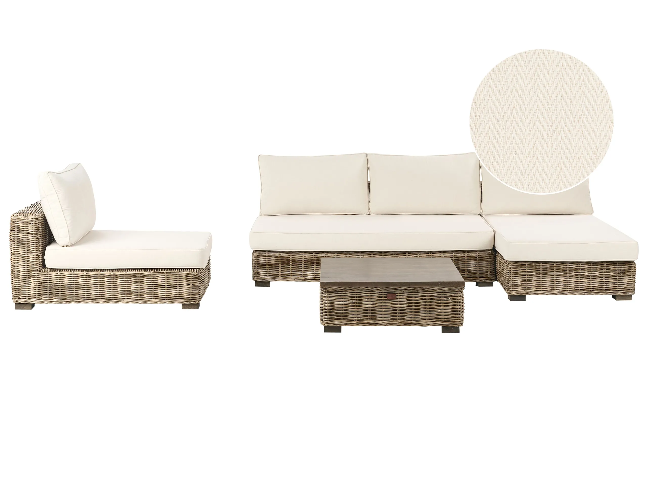 Conjunto de jardín con mesa 4 plazas VARALLO Izquierda modular Ratán Gris