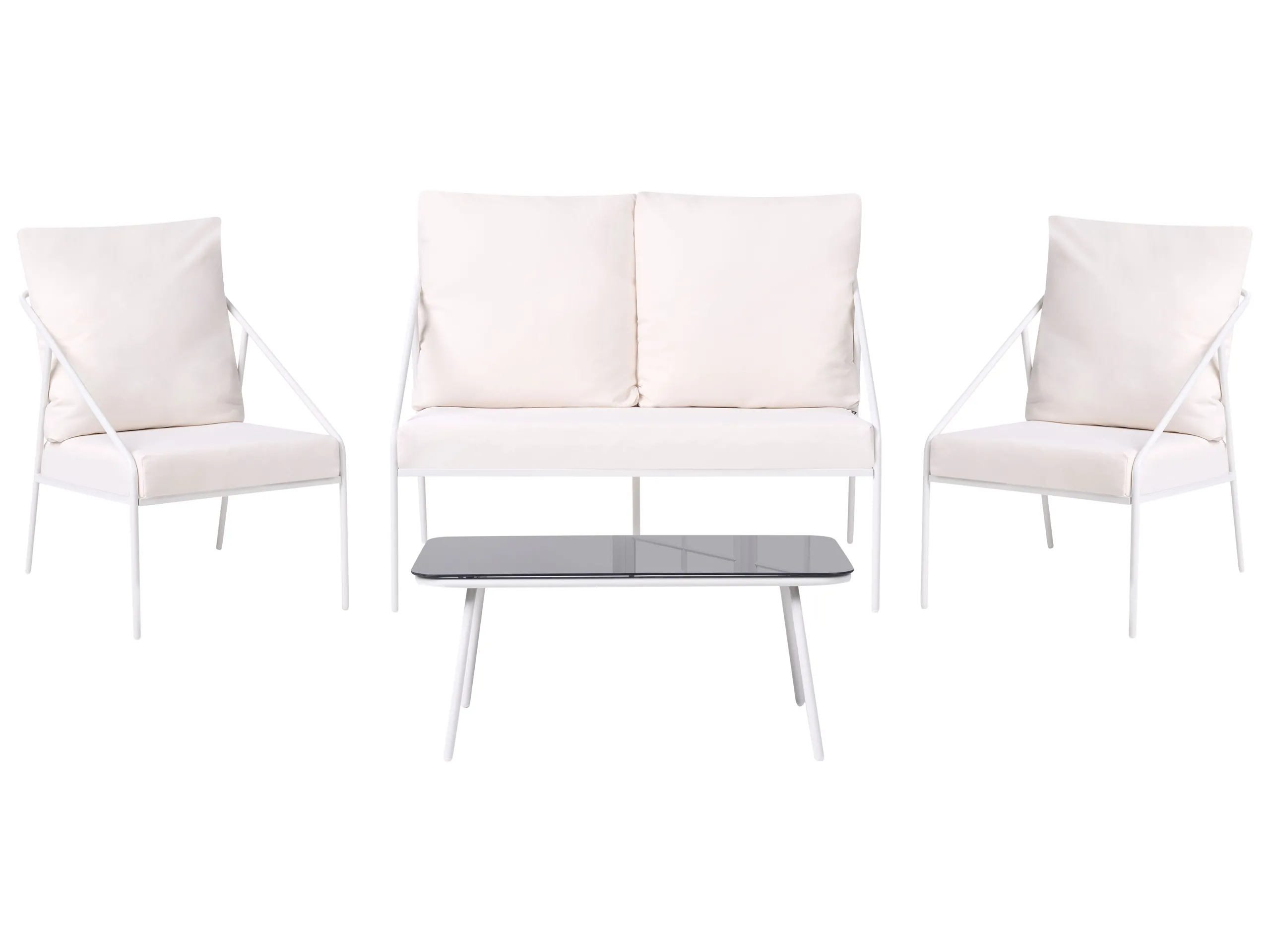 Conjunto de jardín con mesa 4 plazas USTICA Metal Blanco