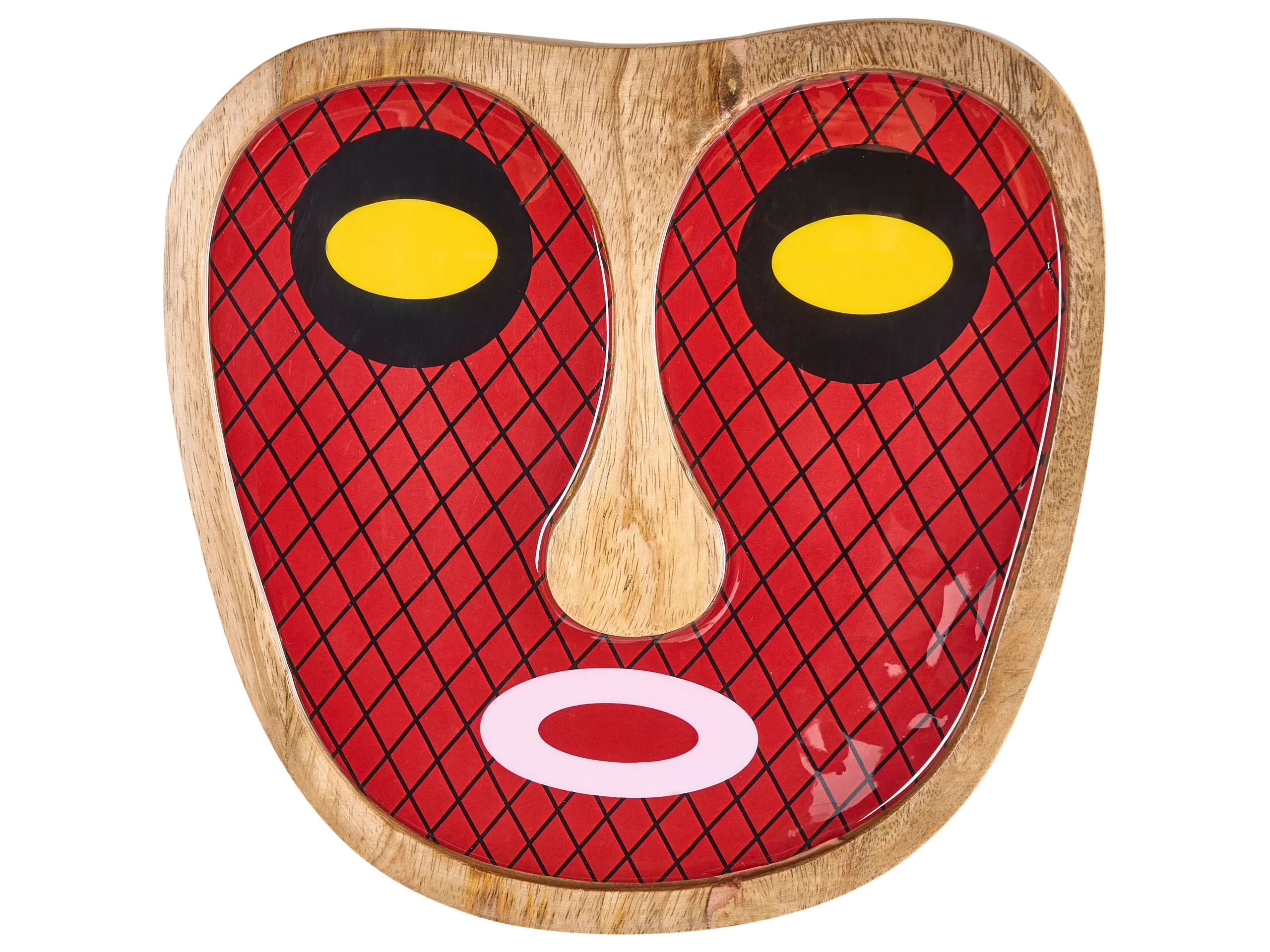Decoración de pared Rostro KATSINA Madera de mango 22 cm Rojo