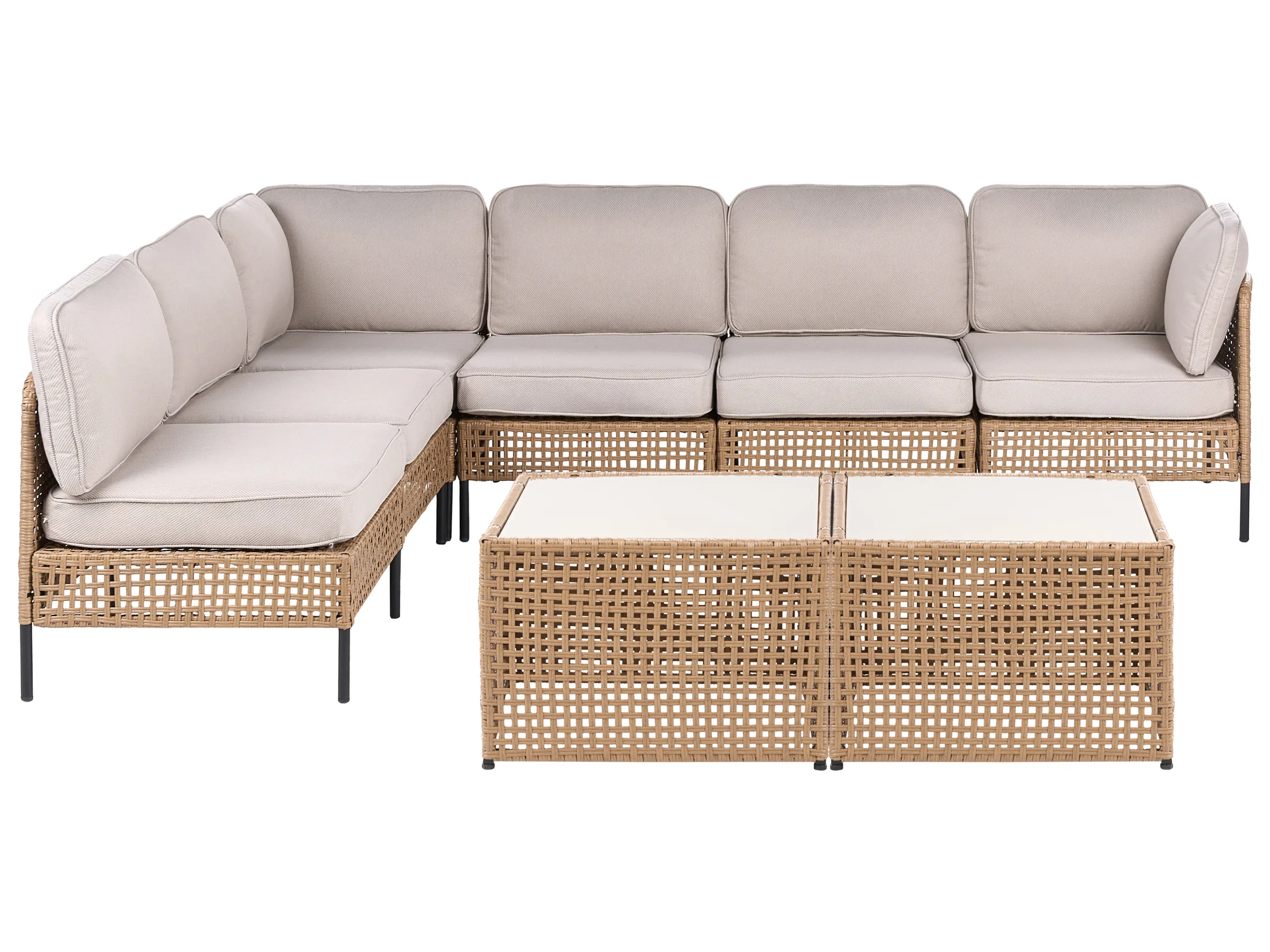 Conjunto esquinero de jardín 6 plazas OMEGANA modular Ratán sintético Beige claro
