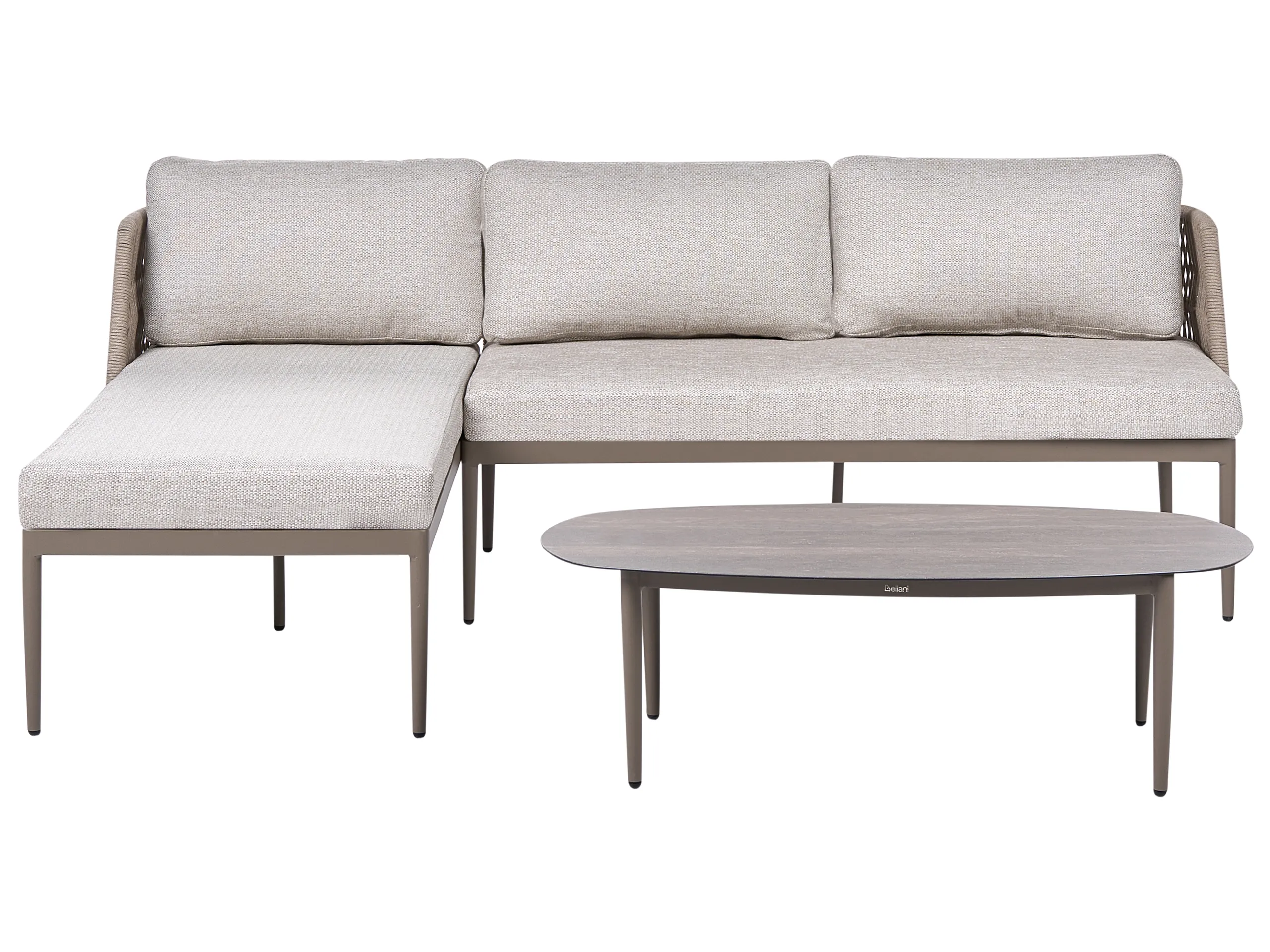 Conjunto esquinero de jardín 3 plazas LEFFE Derecha Metal Beige
