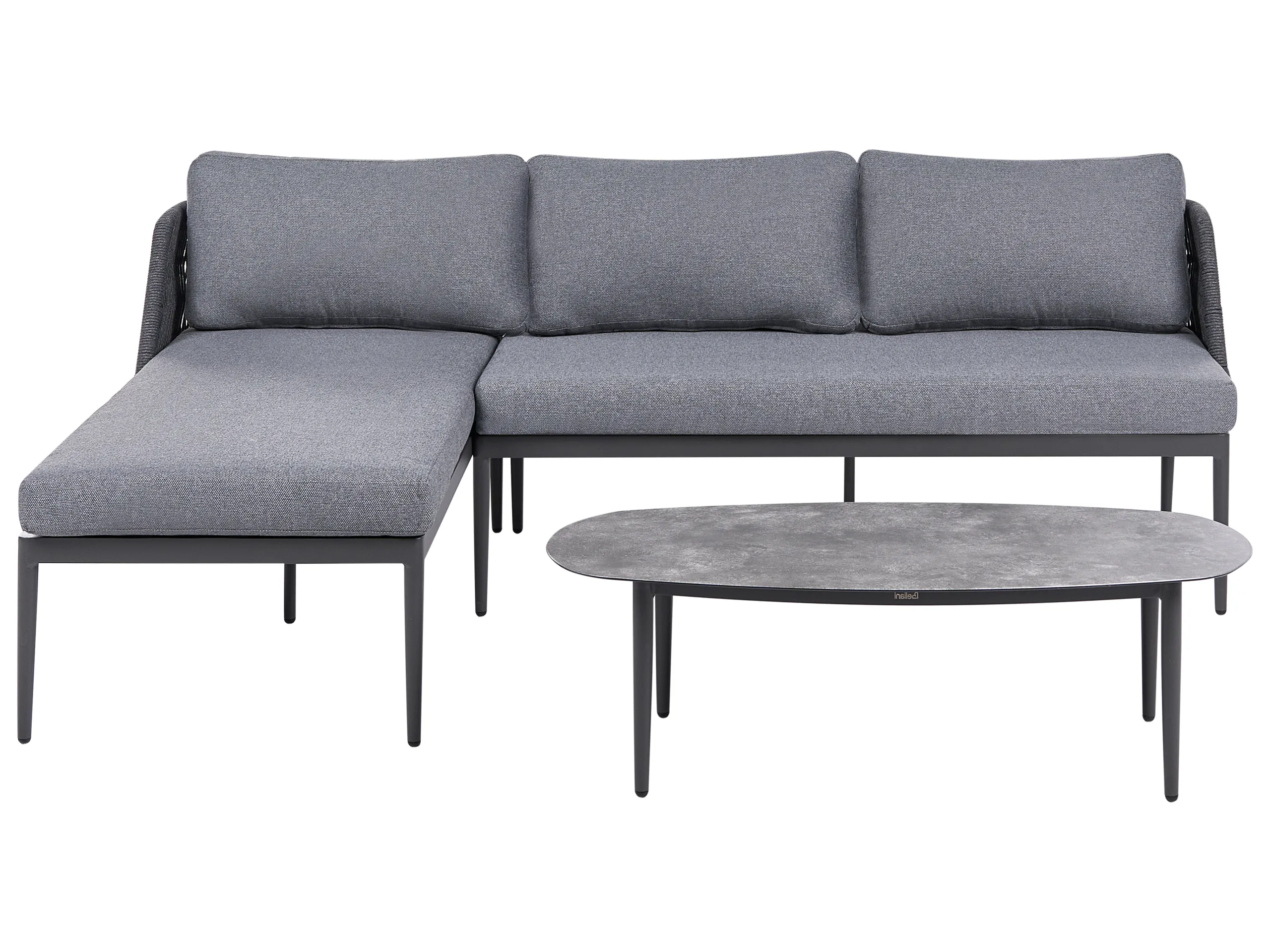 Conjunto esquinero de jardín 3 plazas LEFFE Derecha Metal Gris