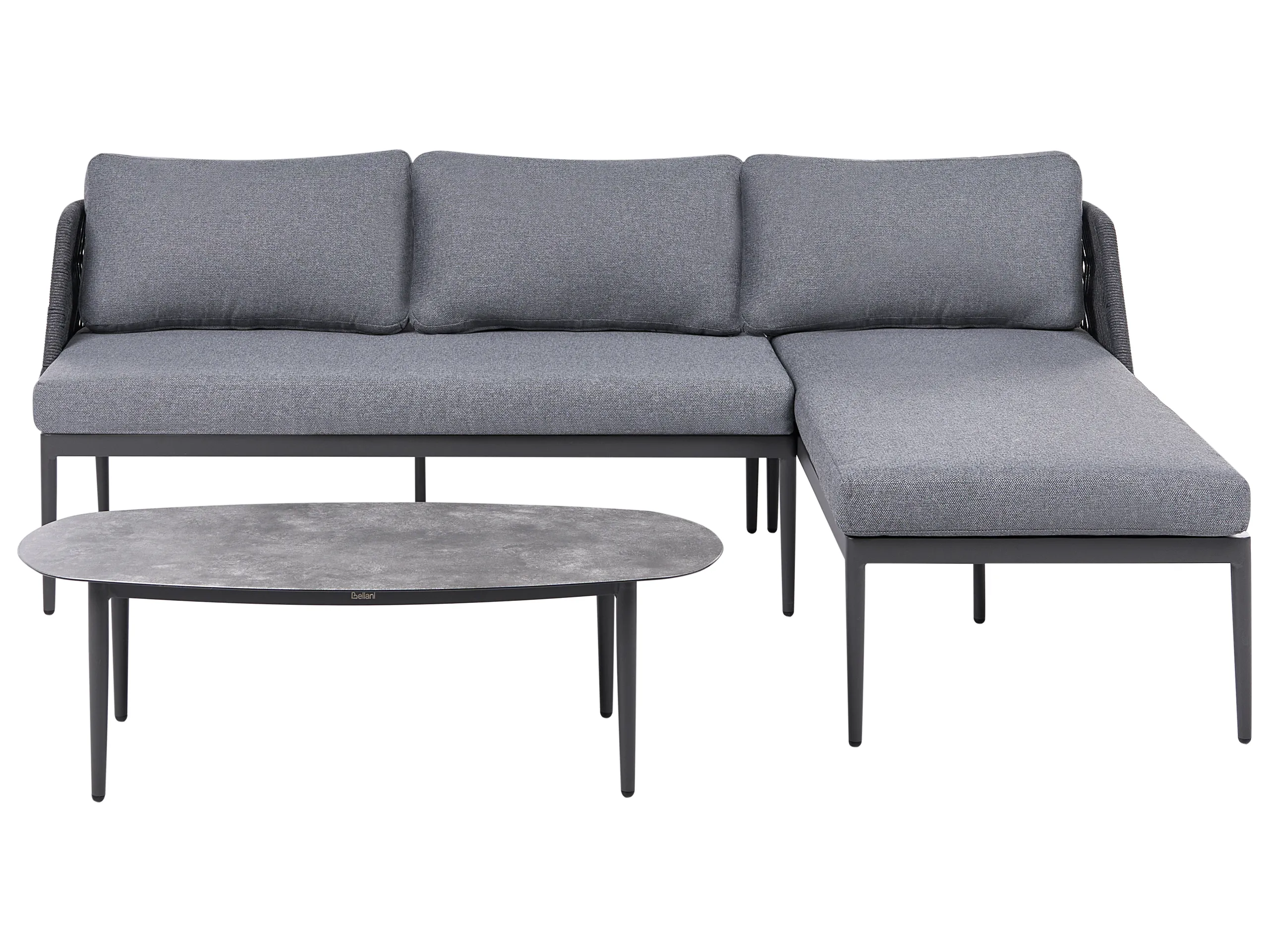 Conjunto esquinero de jardín 3 plazas LEFFE Izquierda Metal Gris