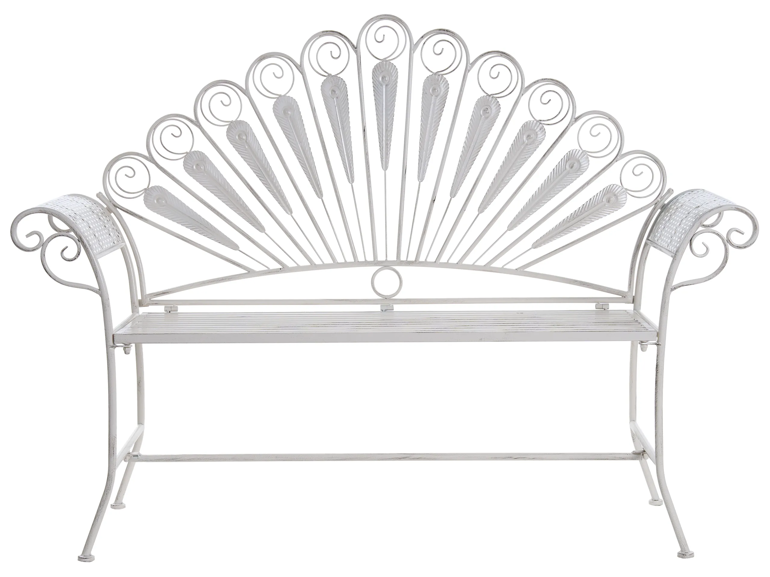 Garden Bench PAVIA 146 cm Metal Off-White