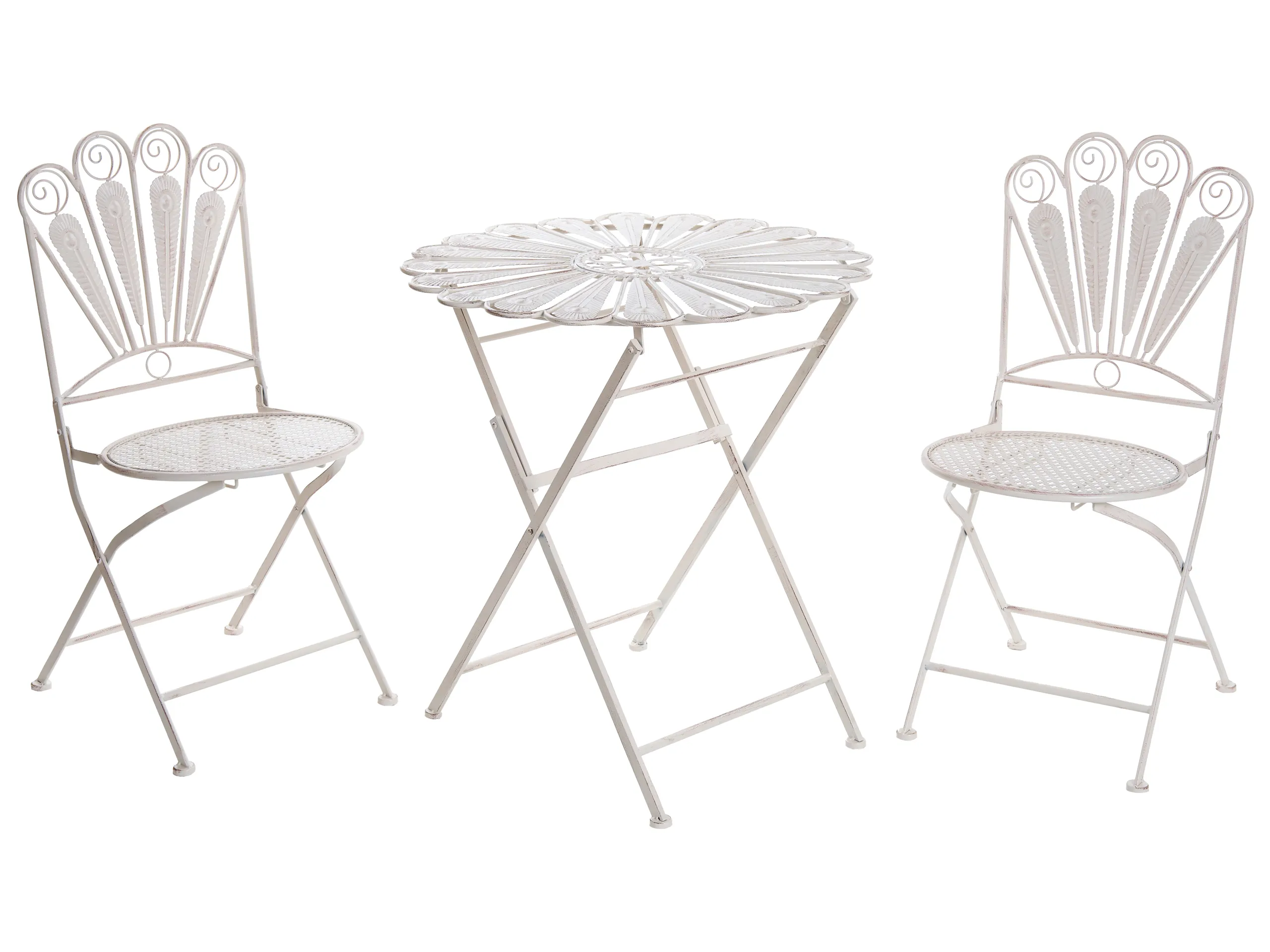Bistro Set Folding PAVIA Metal Off-White