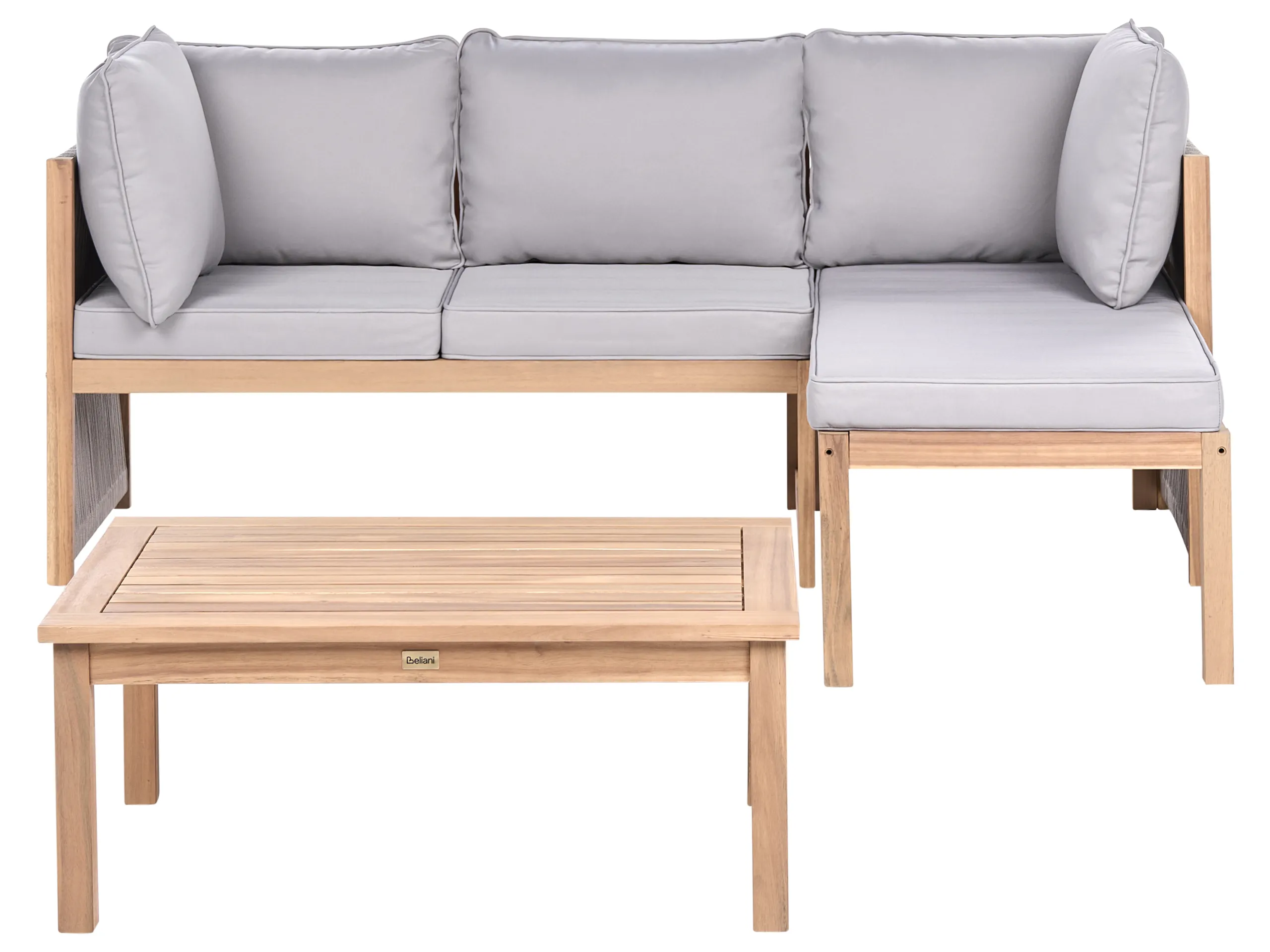 Conjunto esquinero de jardín 3 plazas ARABBA Izquierda Madera de acacia certificada Gris