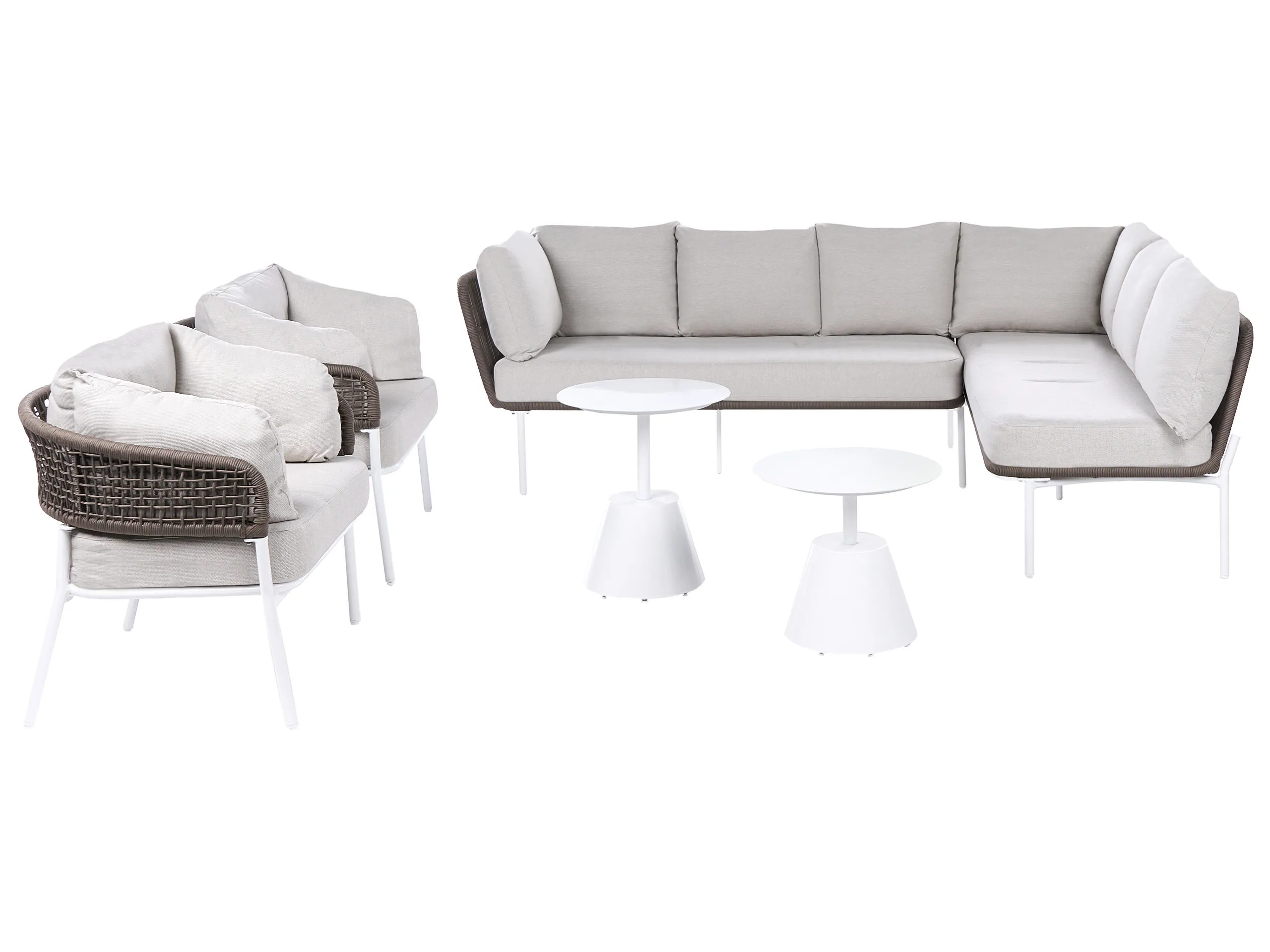 Conjunto de jardín 7 plazas ROBELLA con mesas Beige
