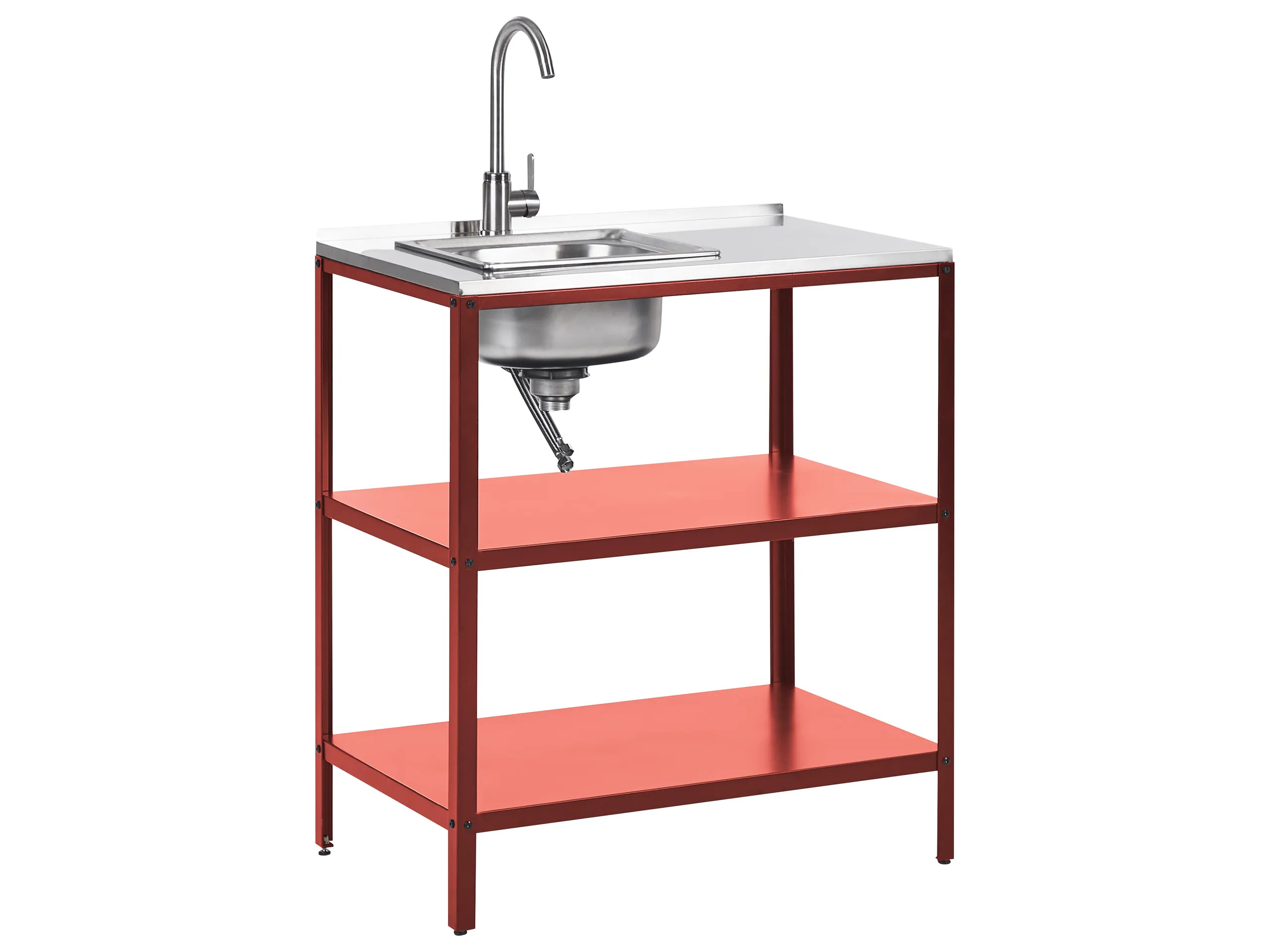 Isla de cocina exterior con fregadero VILAMA Metal Rojo