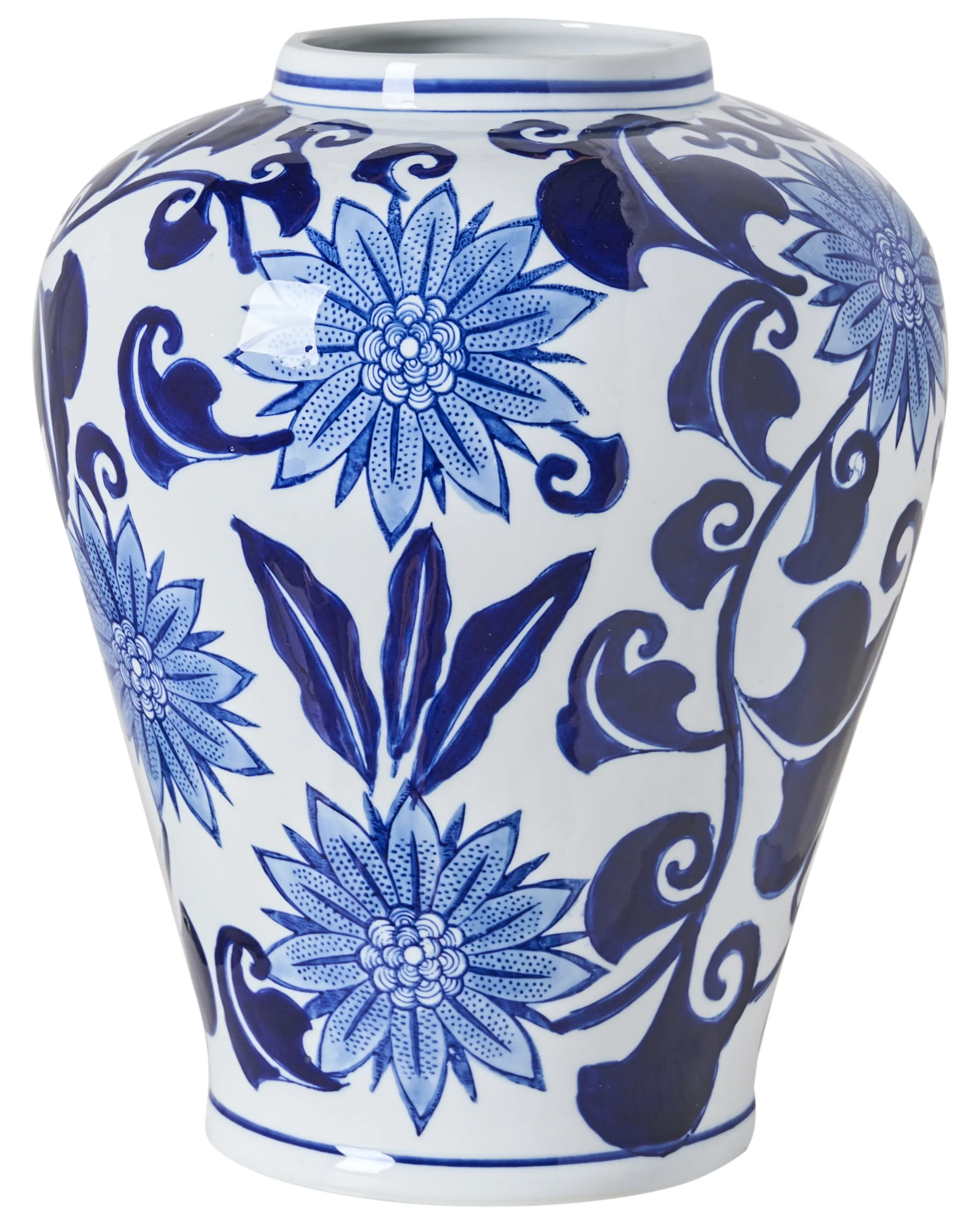 Jarrón para flores GIRONA Porcelana 35 cm Blanco/Azul