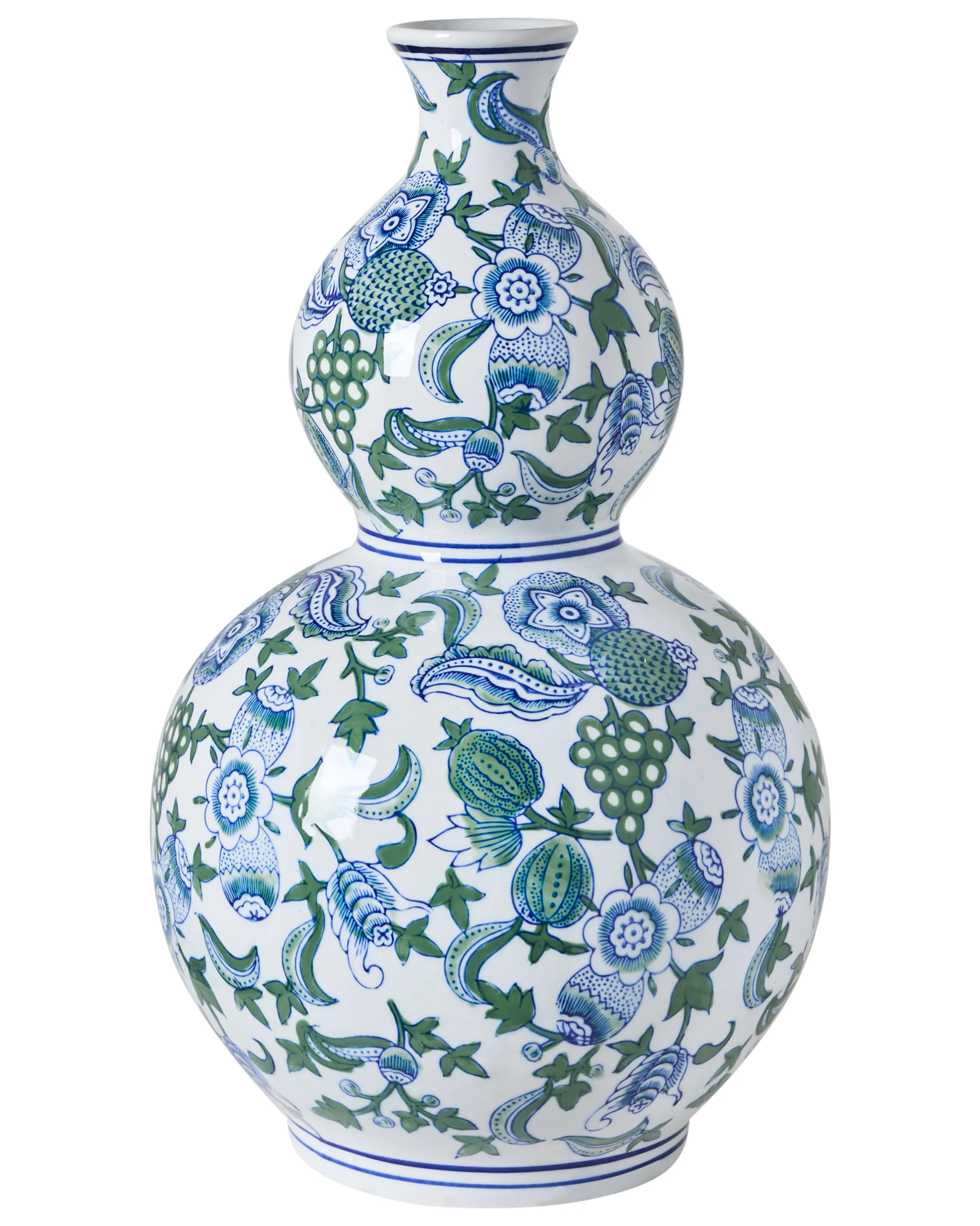 Flower Vase MOSTOLES Porcelain 45 cm White/ Blue