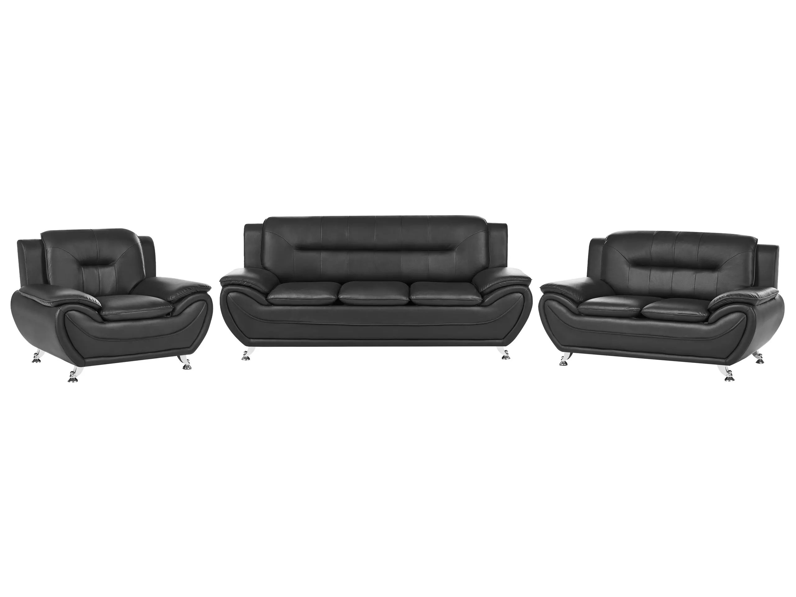 Conjunto de sala de estar 6 plazas LEIRA Piel sintética Negro