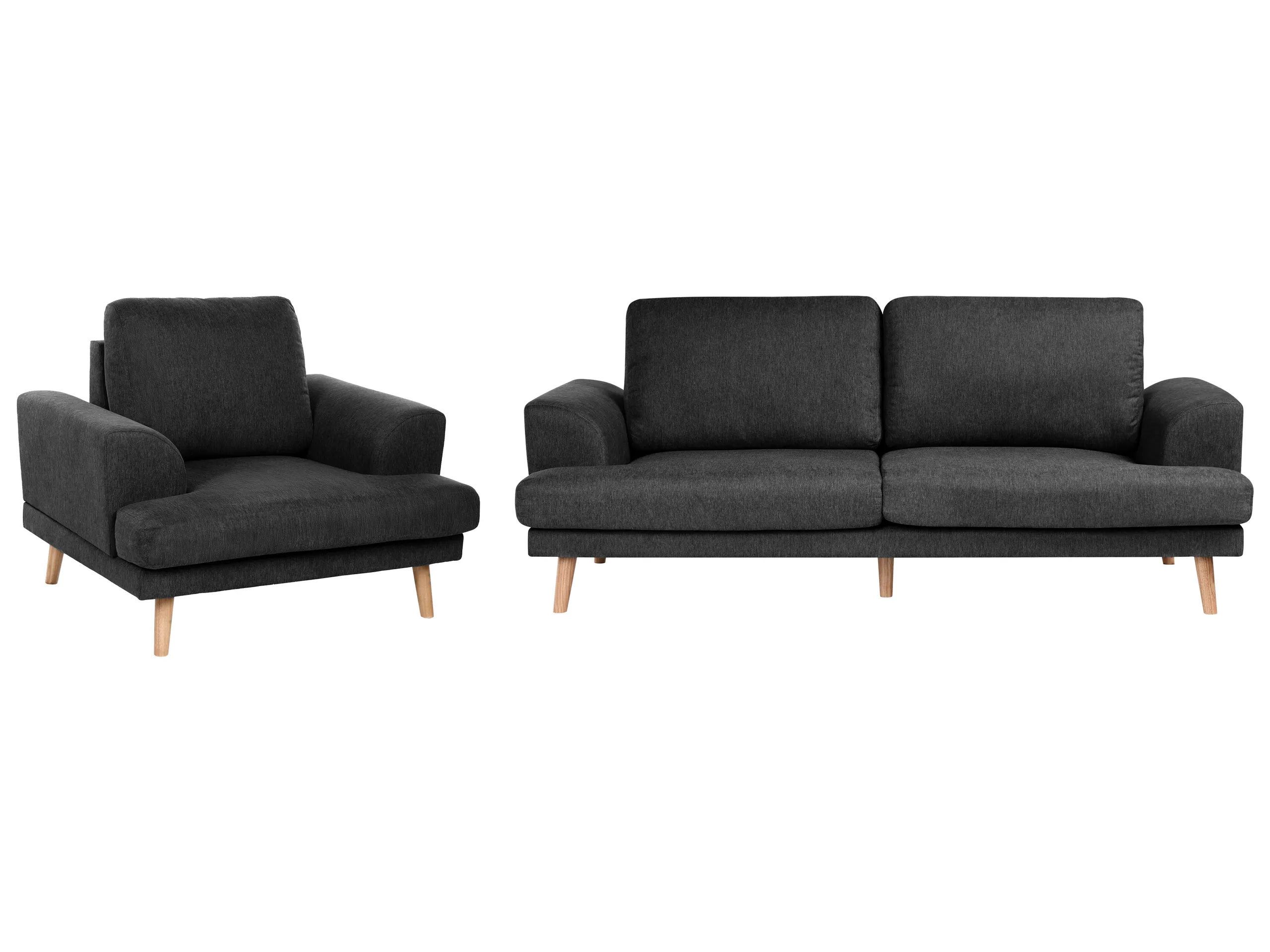 Conjunto de sala de estar 4 plazas KILDAL Tela Negro