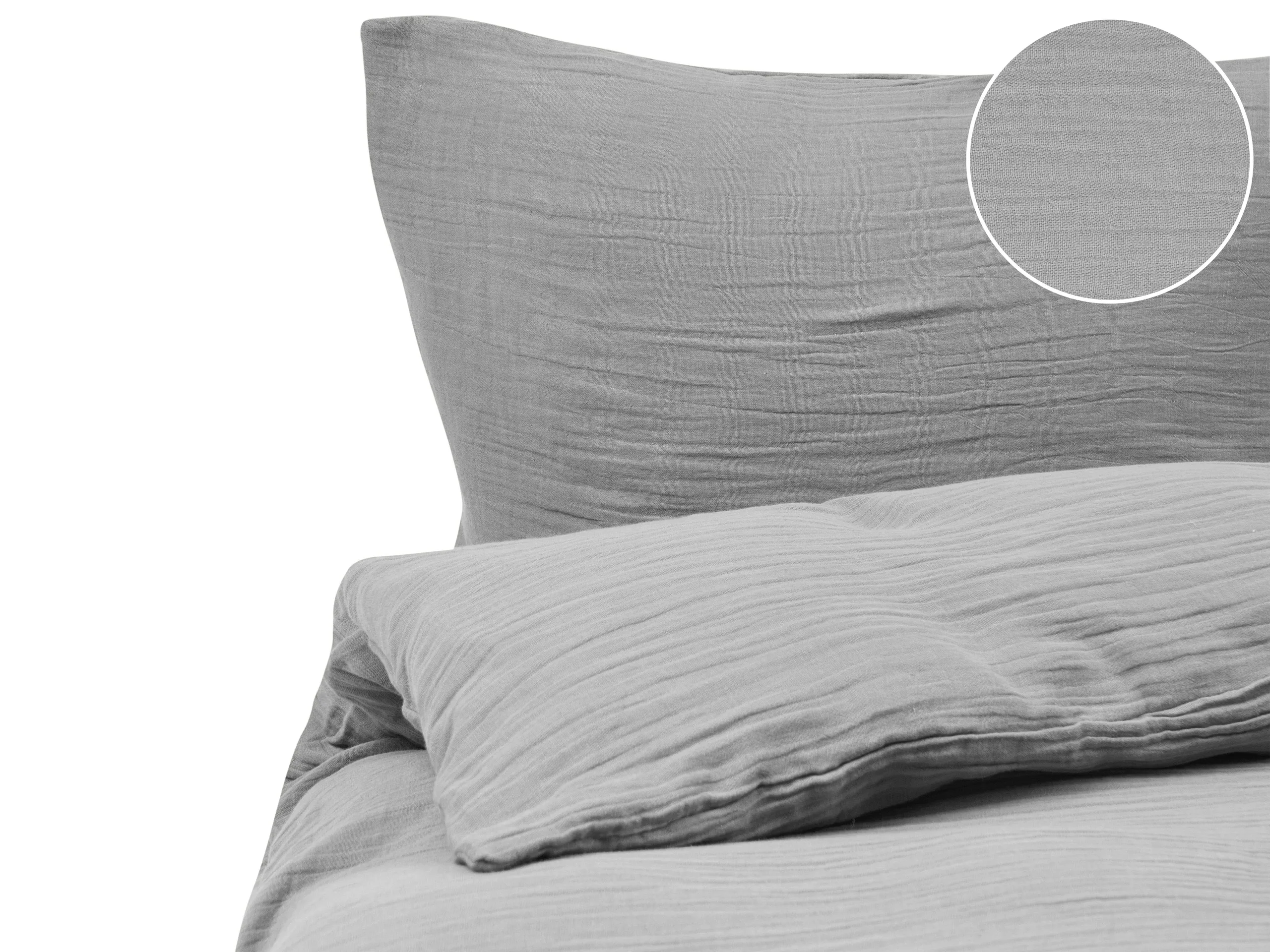 Duvet Cover Set SUMNER Cotton Muslin 200 x 200 cm Light Grey
