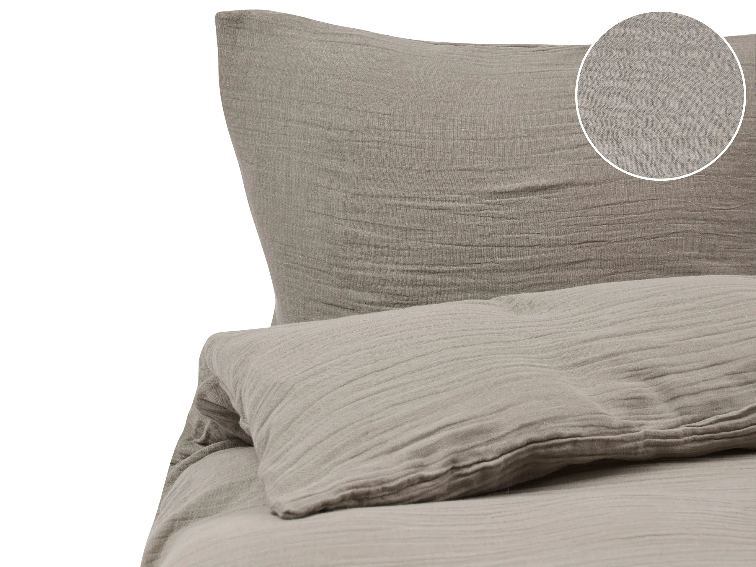 Duvet Cover Set SUMNER Cotton Muslin 200 x 200 cm Taupe
