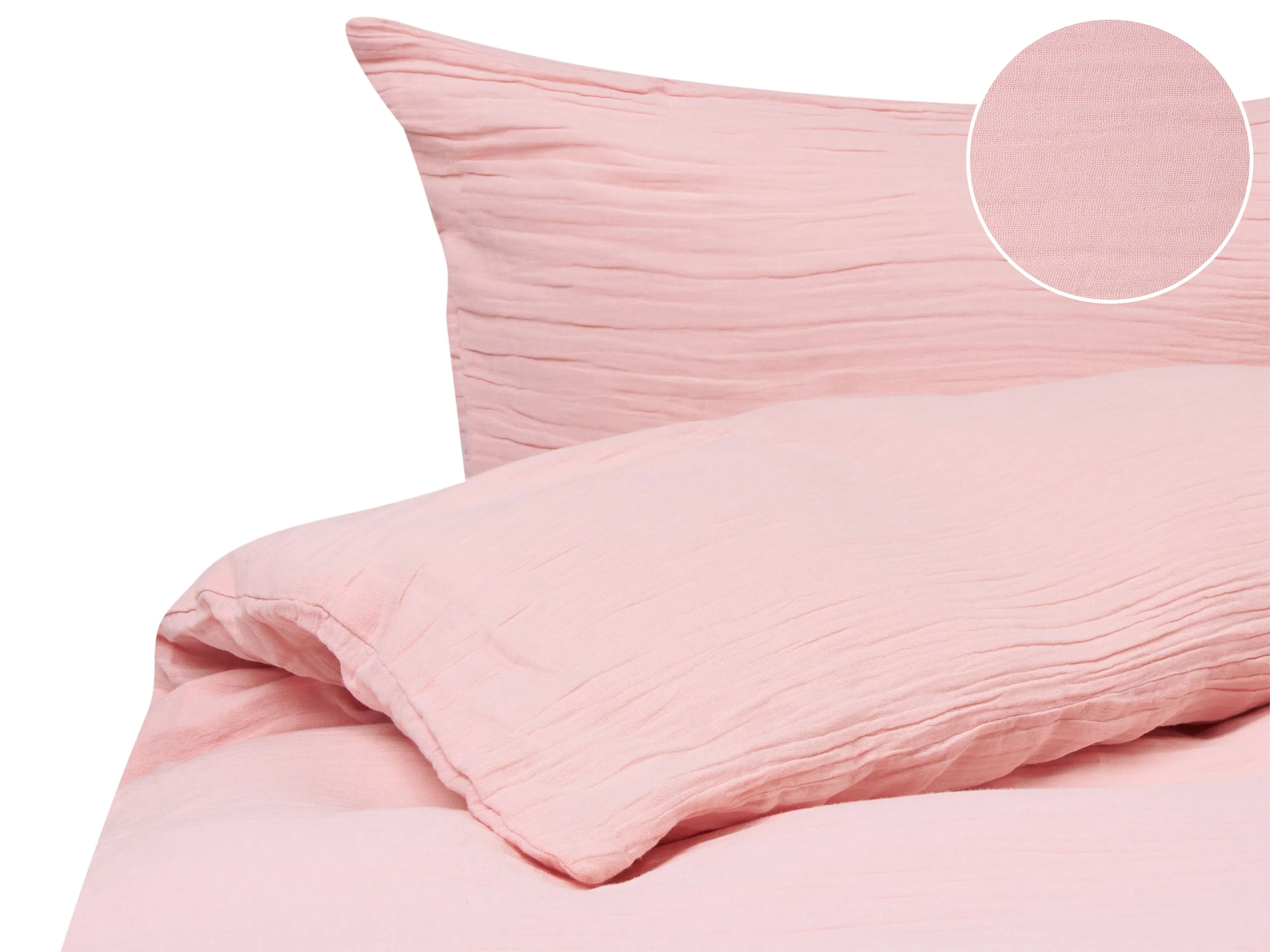Duvet Cover Set SUMNER Cotton Muslin 200 x 200 cm Pastel Pink