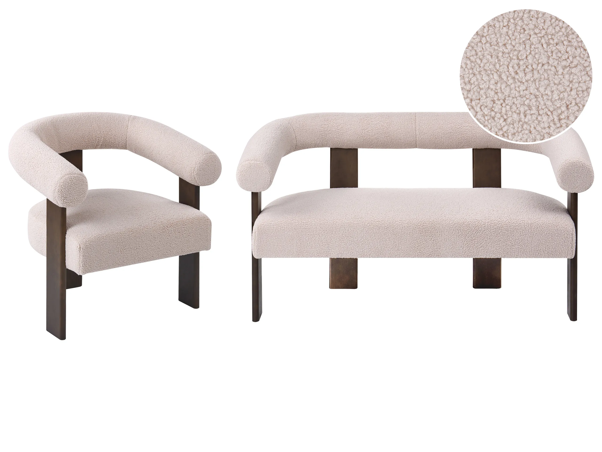 Conjunto de sala de estar ILBRO Bouclé Marrón oscuro/Beige