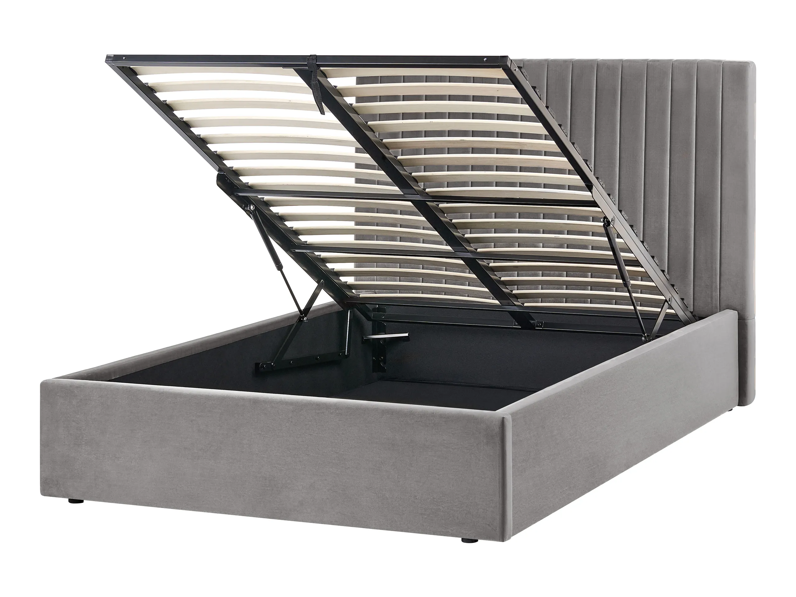 Ottoman Bed Velvet VION 120 x 200 cm (EU Small Double) Grey