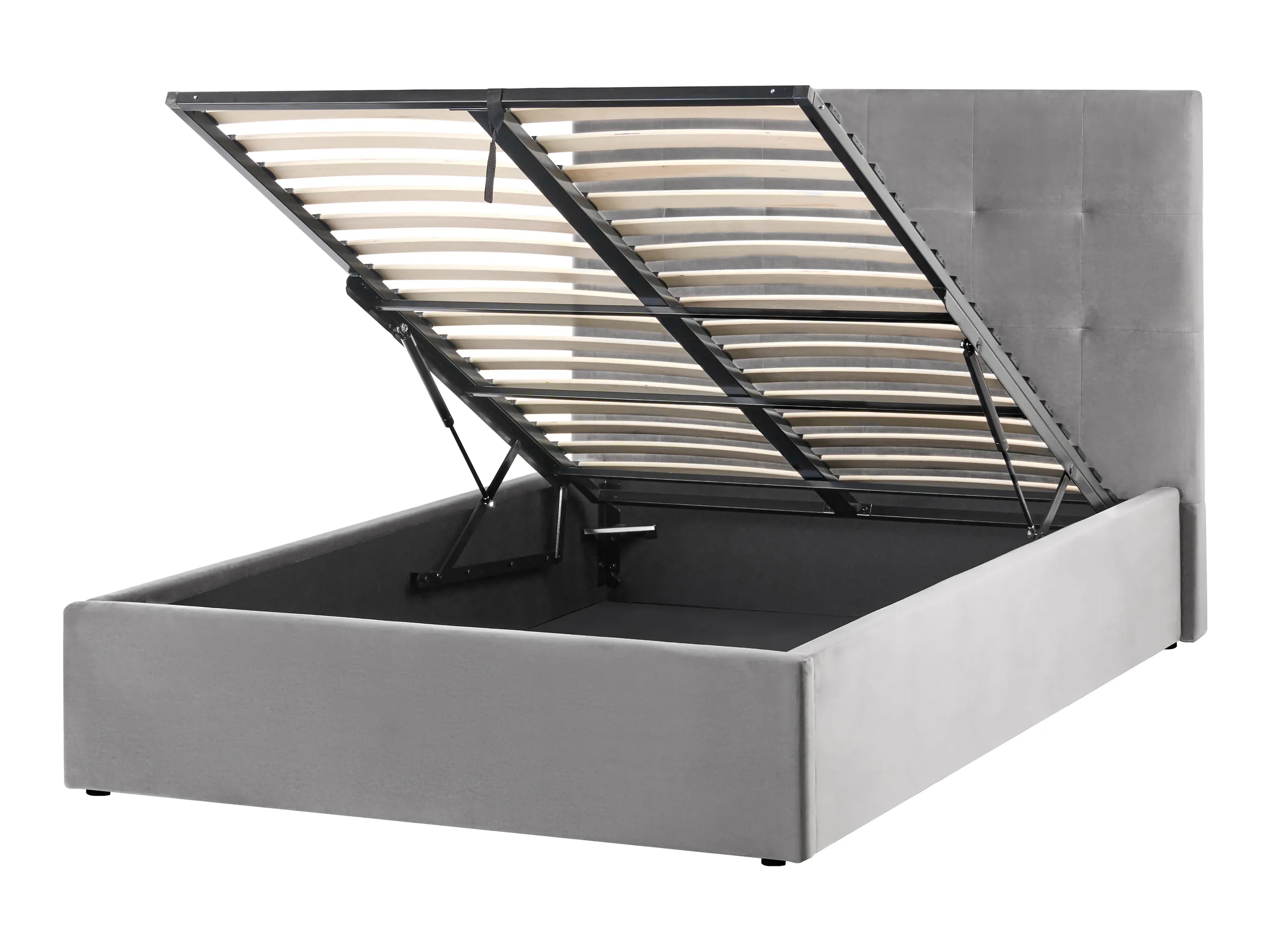 Ottoman Bed Velvet LORIENT 120 x 200 cm (EU Small Double) Grey