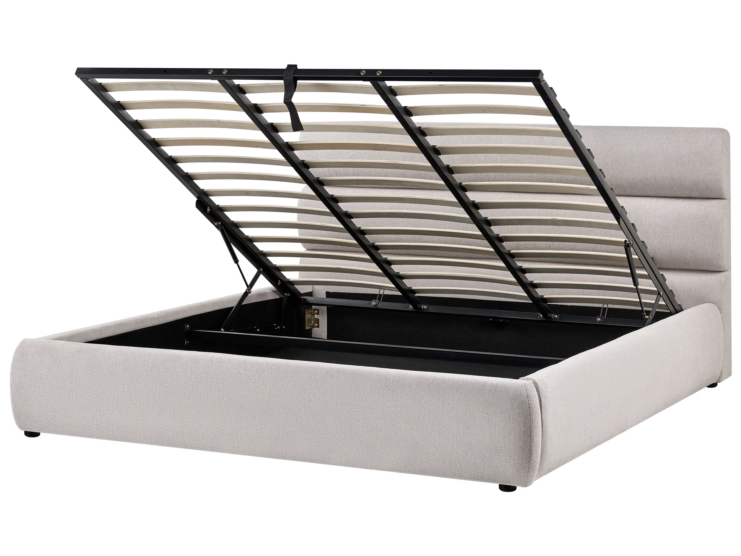 Ottoman Bed Faux Linen BONIFACIO 180 x 200 cm (EU Super King) Grey
