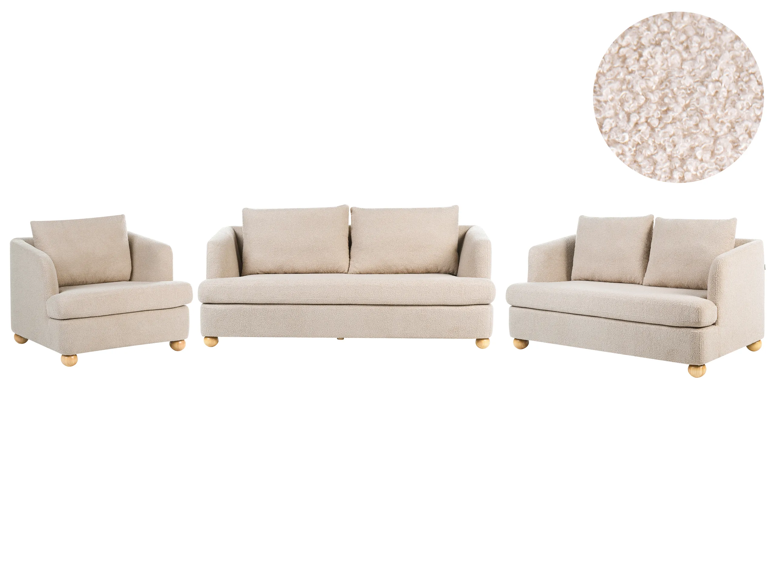 Conjunto de sala de estar 6 plazas RATTVIK Bouclé Beige