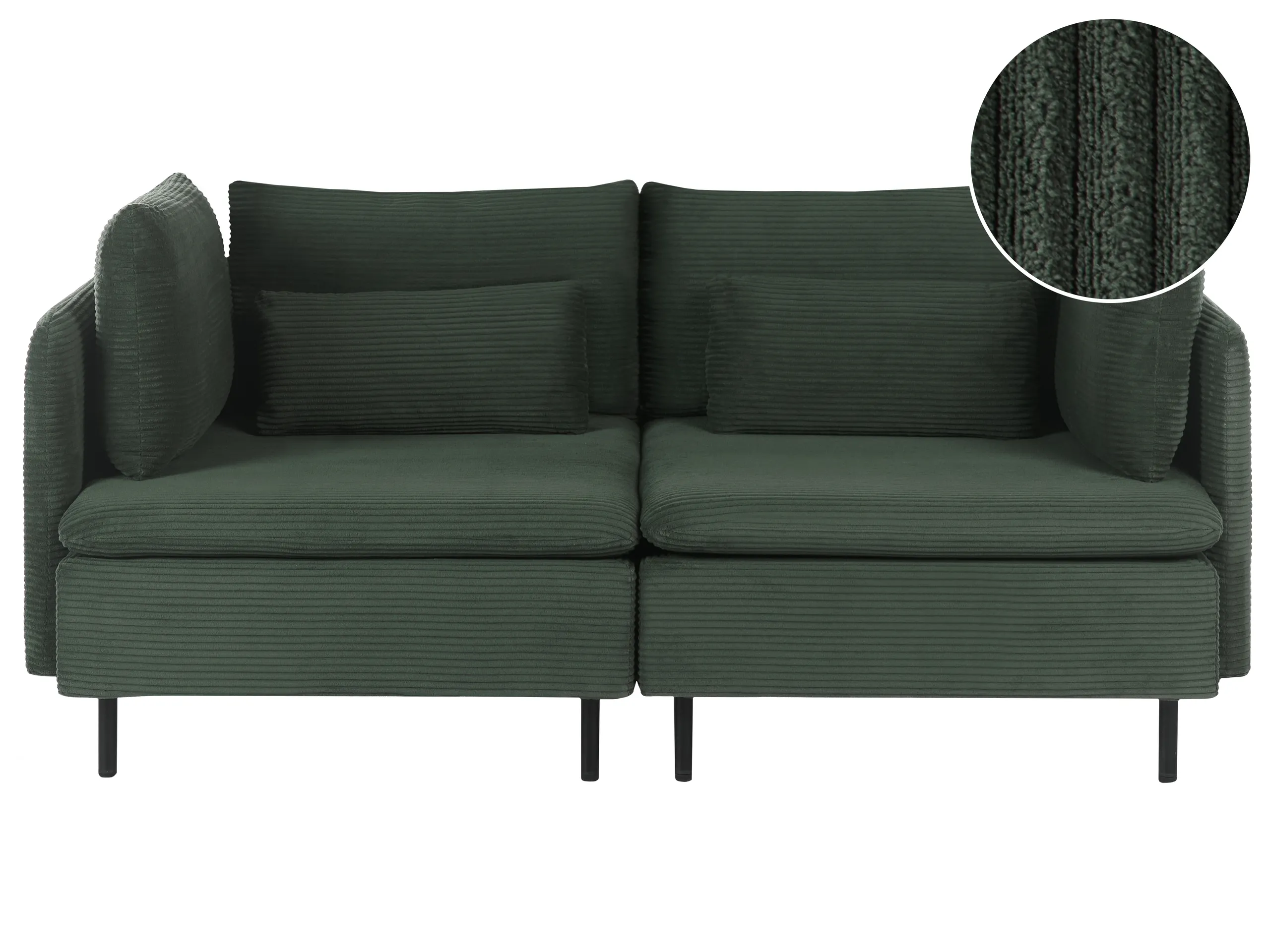 Modular Sofa 2 Seater EGERIS Corduroy Dark Green