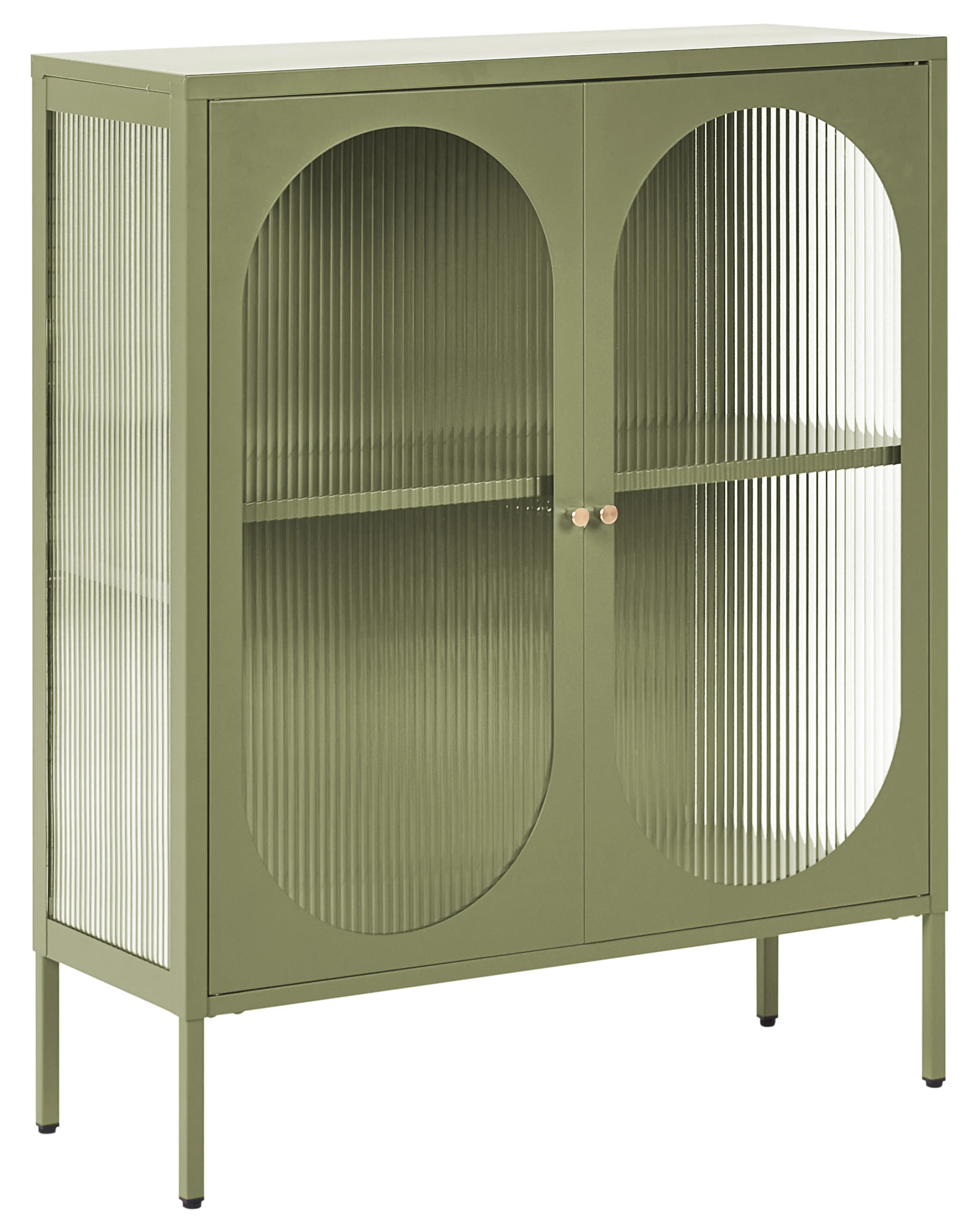 Glass Display Sideboard SARRE Metal 90 cm Green