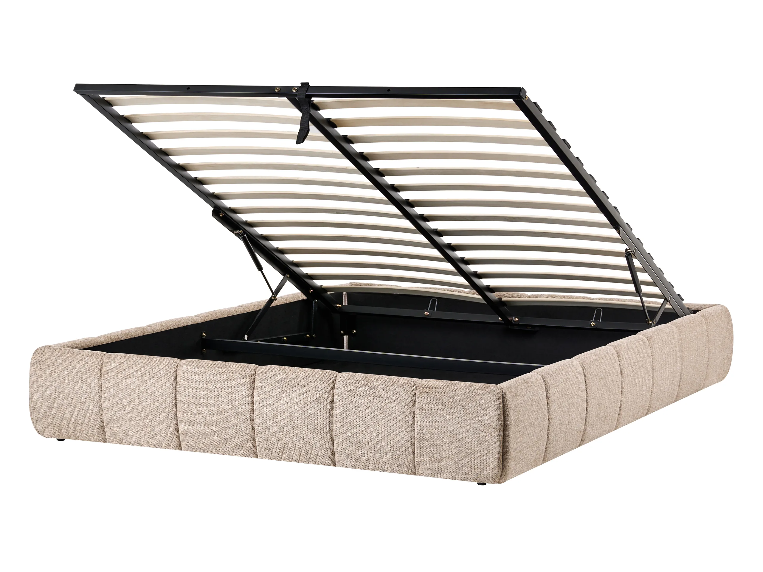 Ottoman Bed without Headboard Fabric GENAS 140 x 200 cm (EU Double) Beige