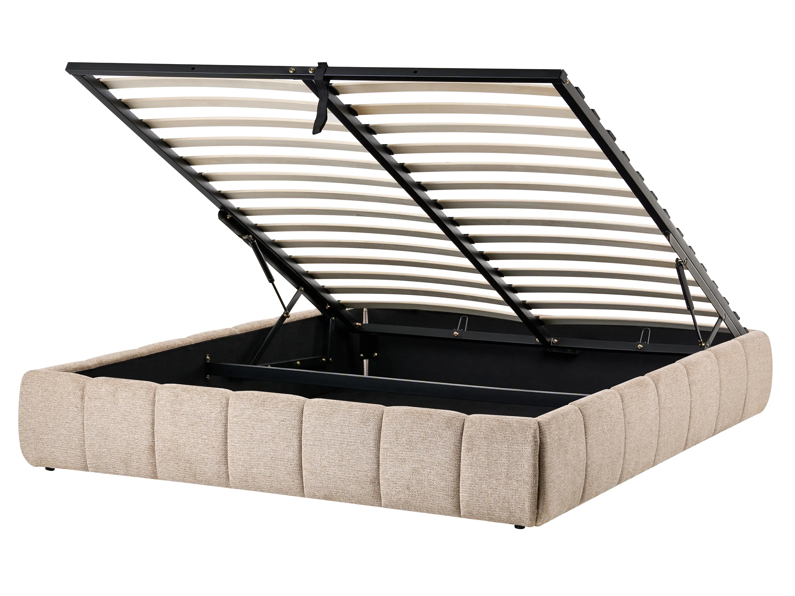 Ottoman Bed without Headboard Fabric GENAS 160 x 200 cm (EU King Size) Beige