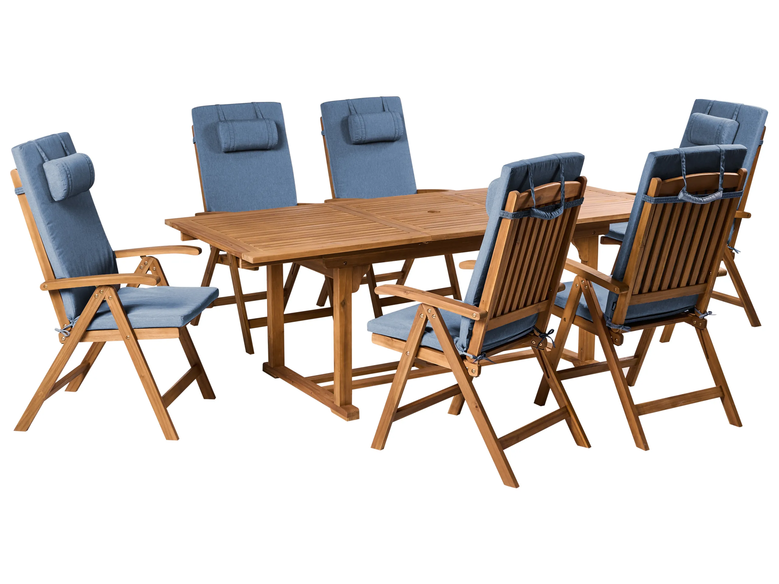 Garden Dining Set 6 Seater JAVA PREMIUM Acacia Wood Blue