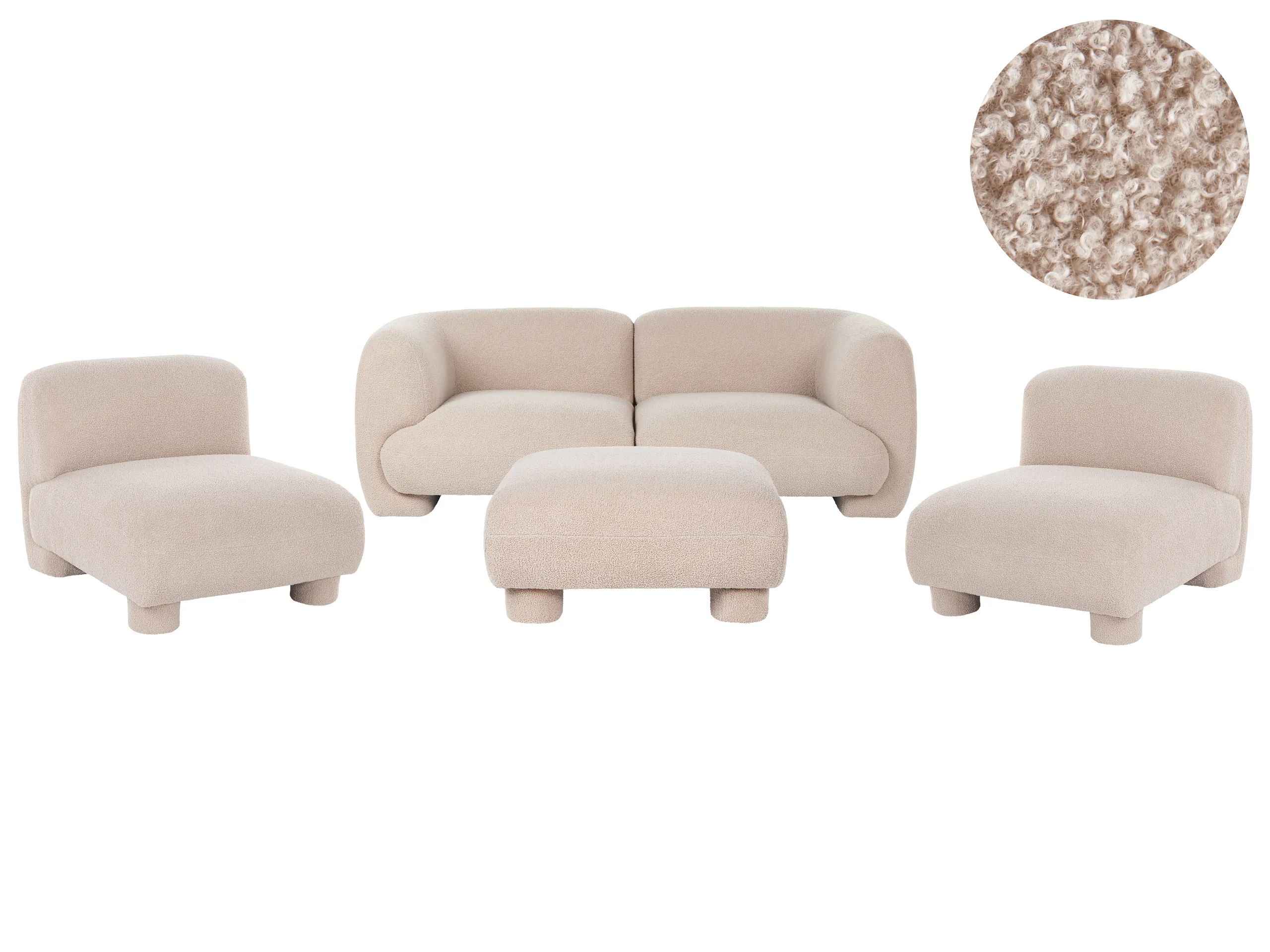 Conjunto de sala de estar modular 4 plazas MJALBI Bouclé Beige