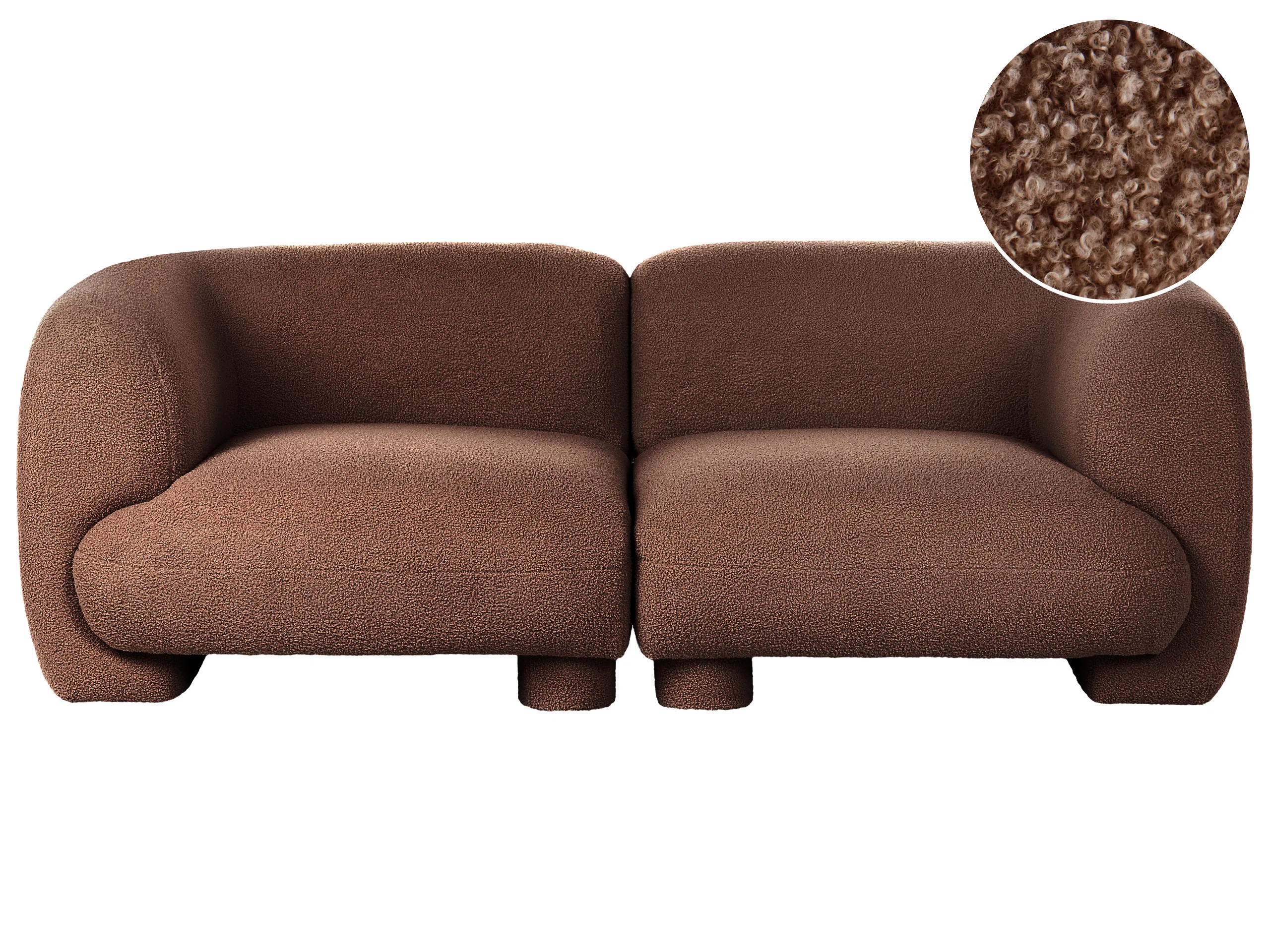 Modular Sofa 2 Seater MJALBI Boucle Brown