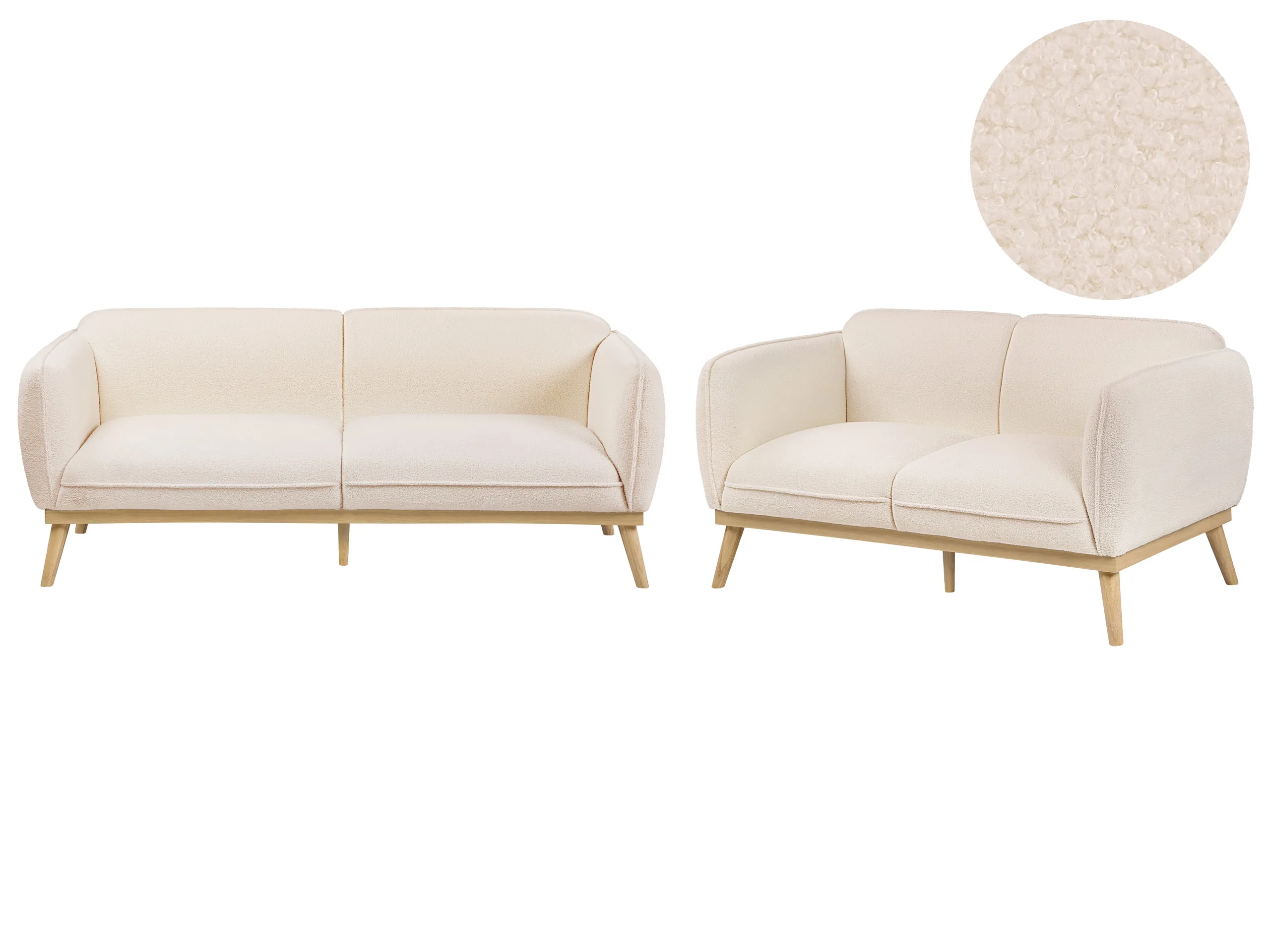 Conjunto de sala de estar 5 plazas LJUNG Bouclé Beige claro