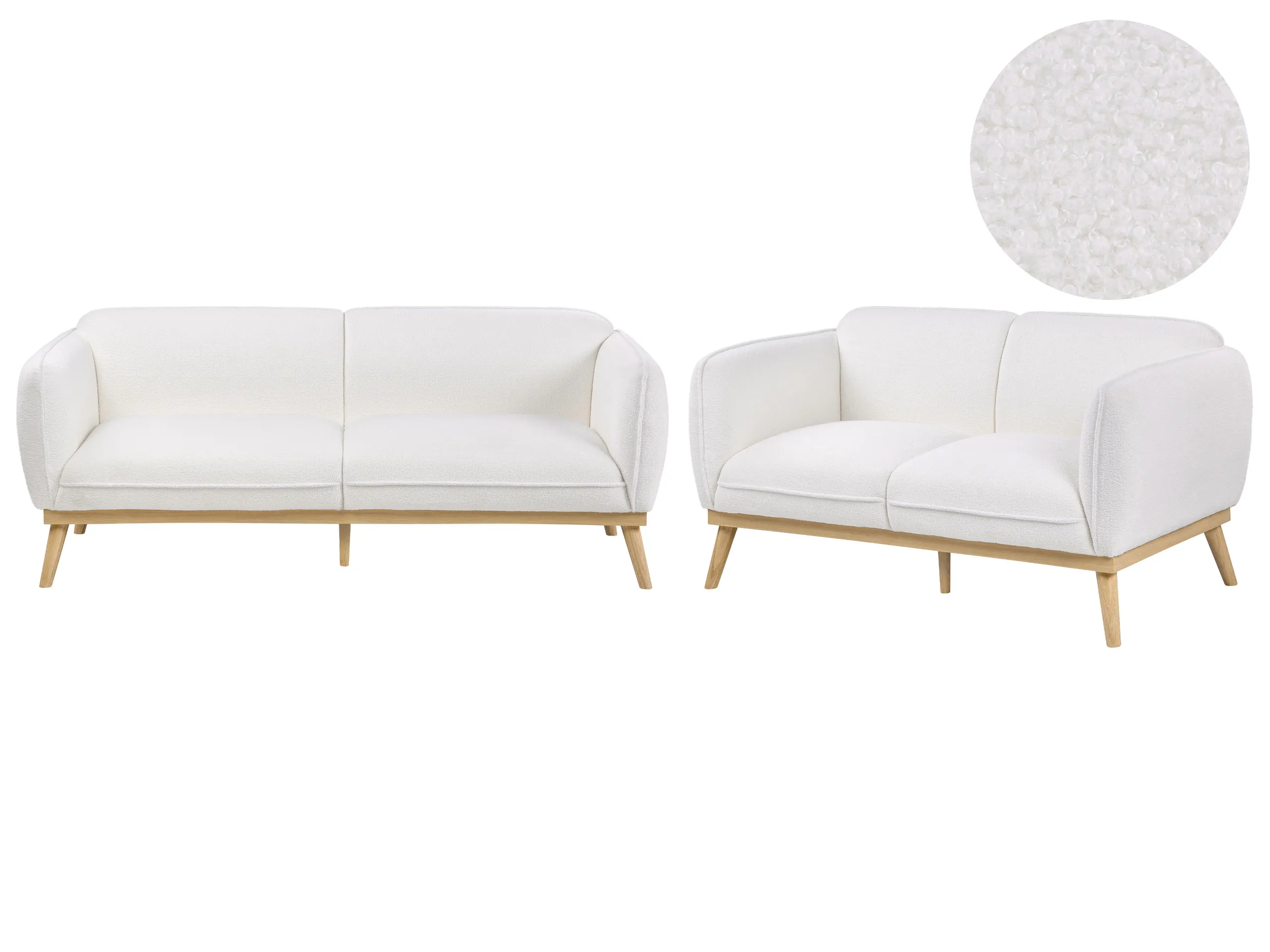 Conjunto de sala de estar 5 plazas LJUNG Bouclé Blanco