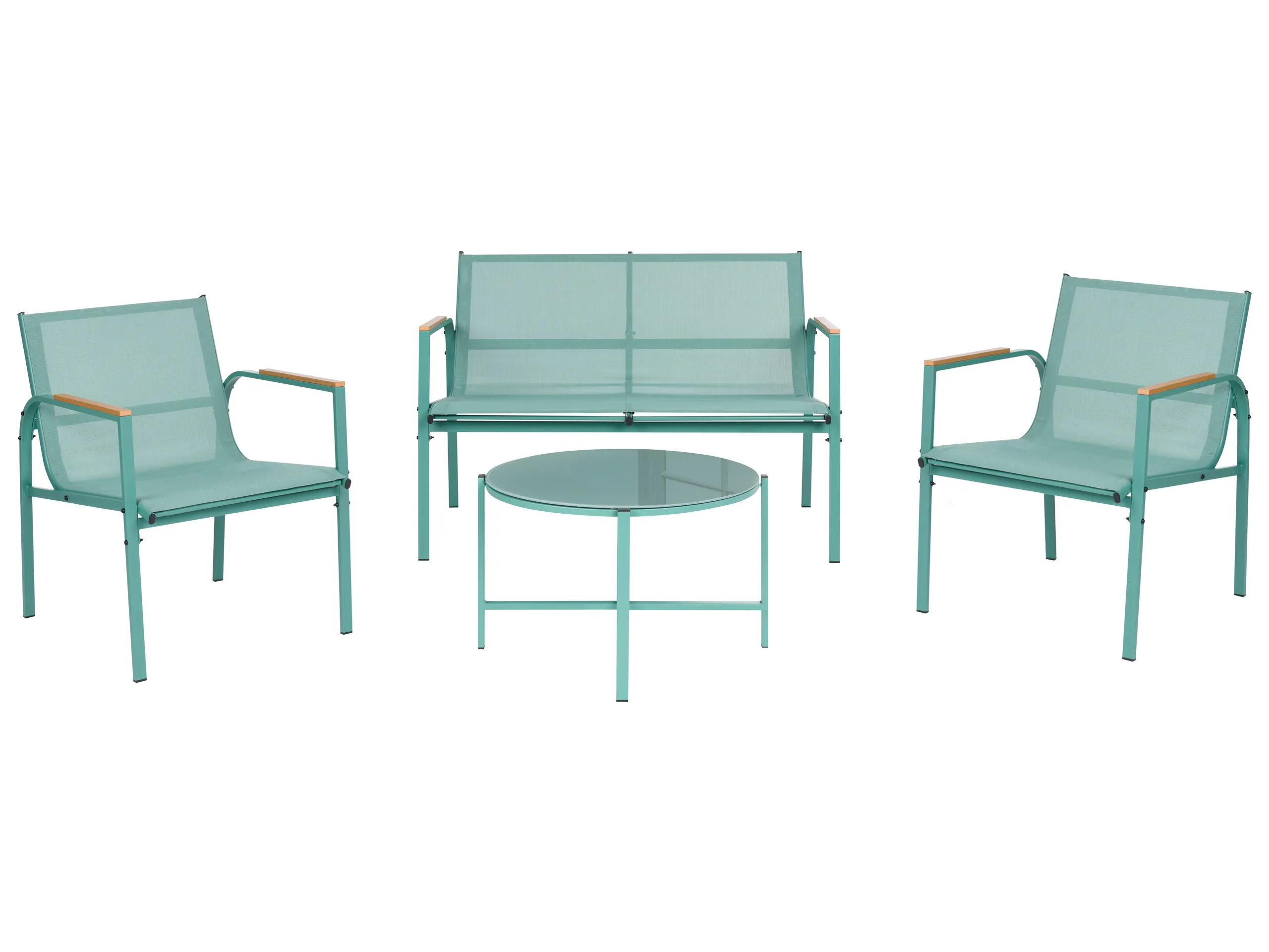 Conjunto de jardín con mesa 4 plazas LEDRO Metal Verde