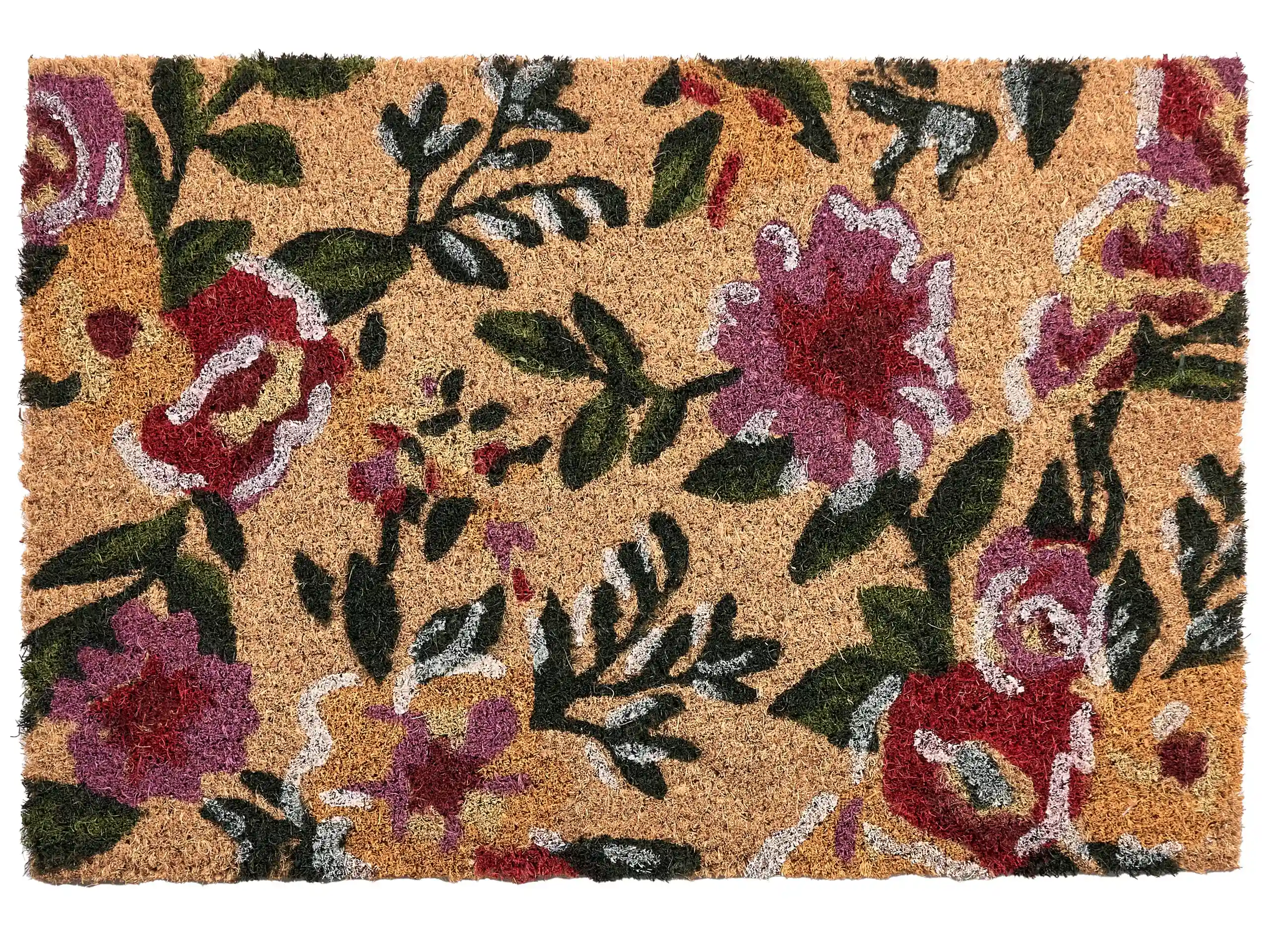 Felpudo KITA Multicolor 40 x 60 cm Flor Fibra de coco