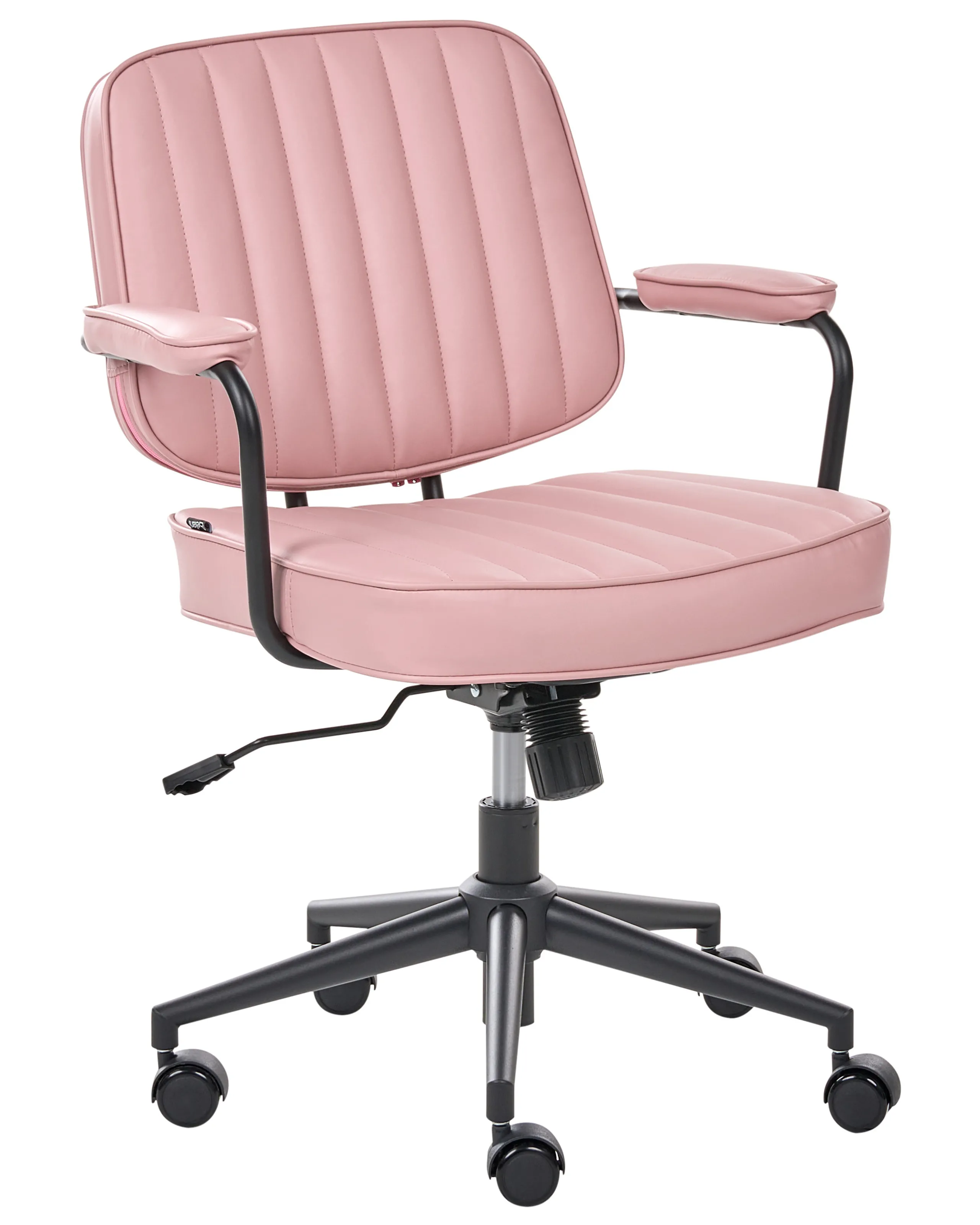 Desk Chair BERNE Faux Leather Pastel Pink
