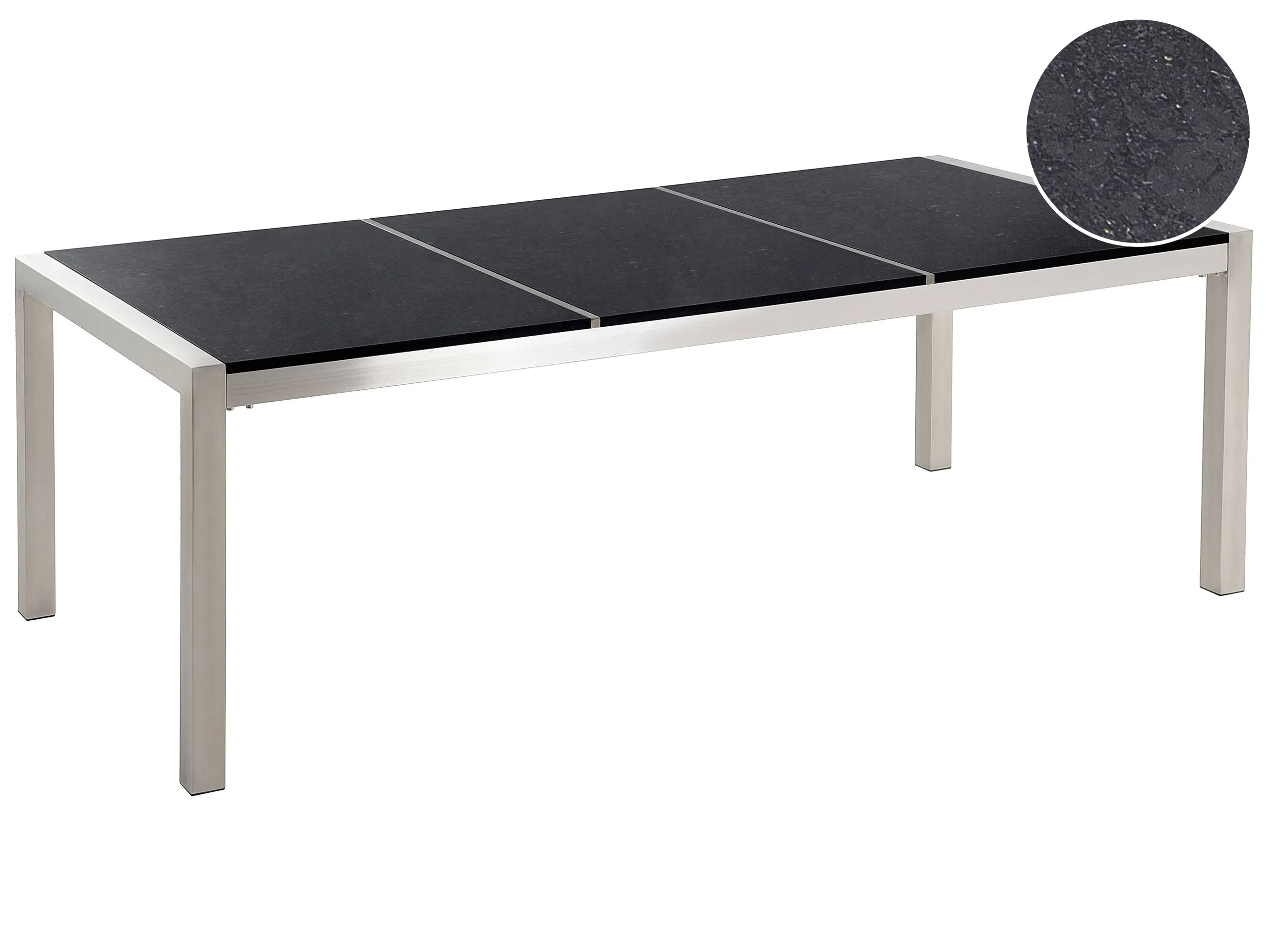 Mesa de jardín GROSSETO 220 cm 100 cm Pulido Granito Negro