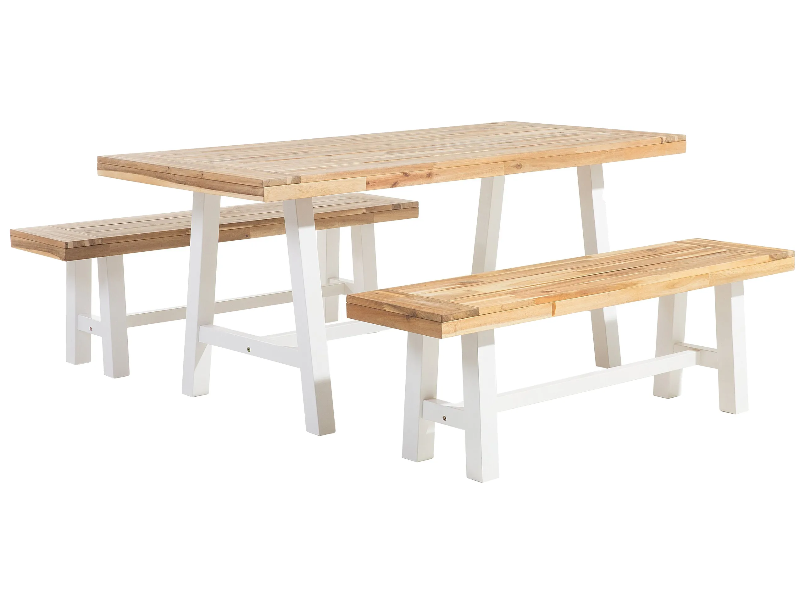 Conjunto de comedor exterior 6 plazas SCANIA Madera de acacia Blanco