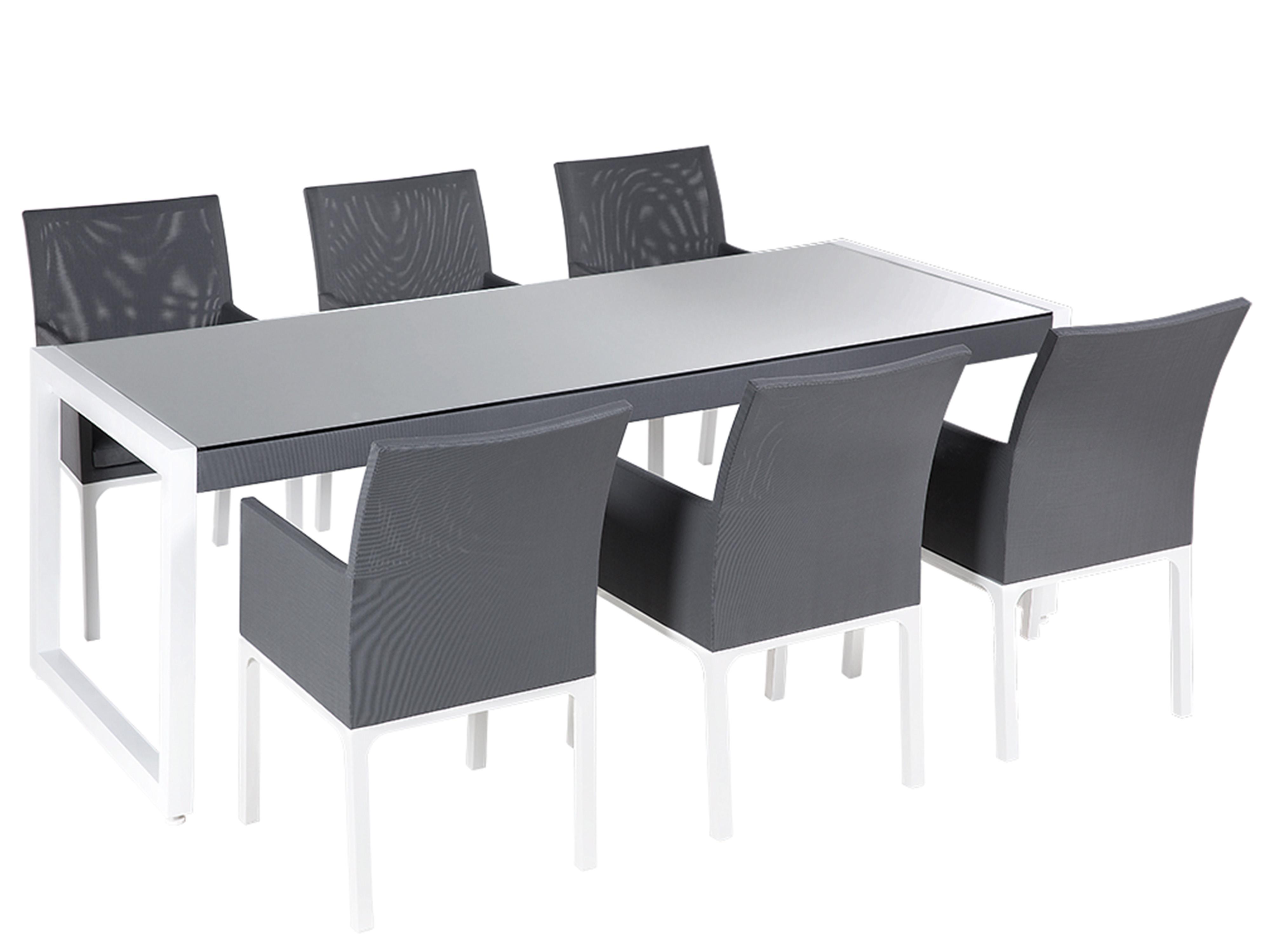 Conjunto de comedor exterior 6 plazas BACOLI con cojines Metal Gris