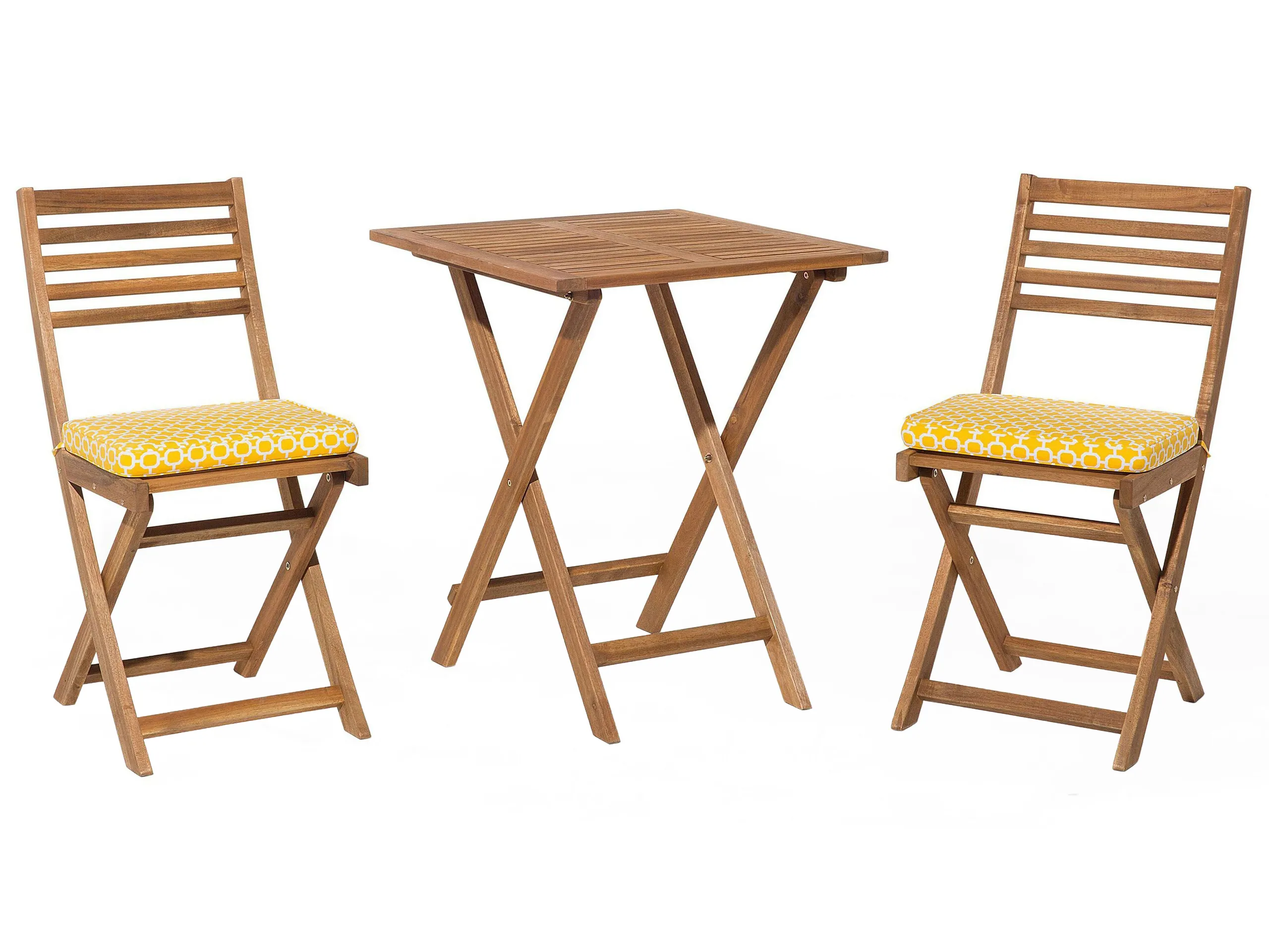Bistro Set with Cushions FIJI Acacia Wood Yellow