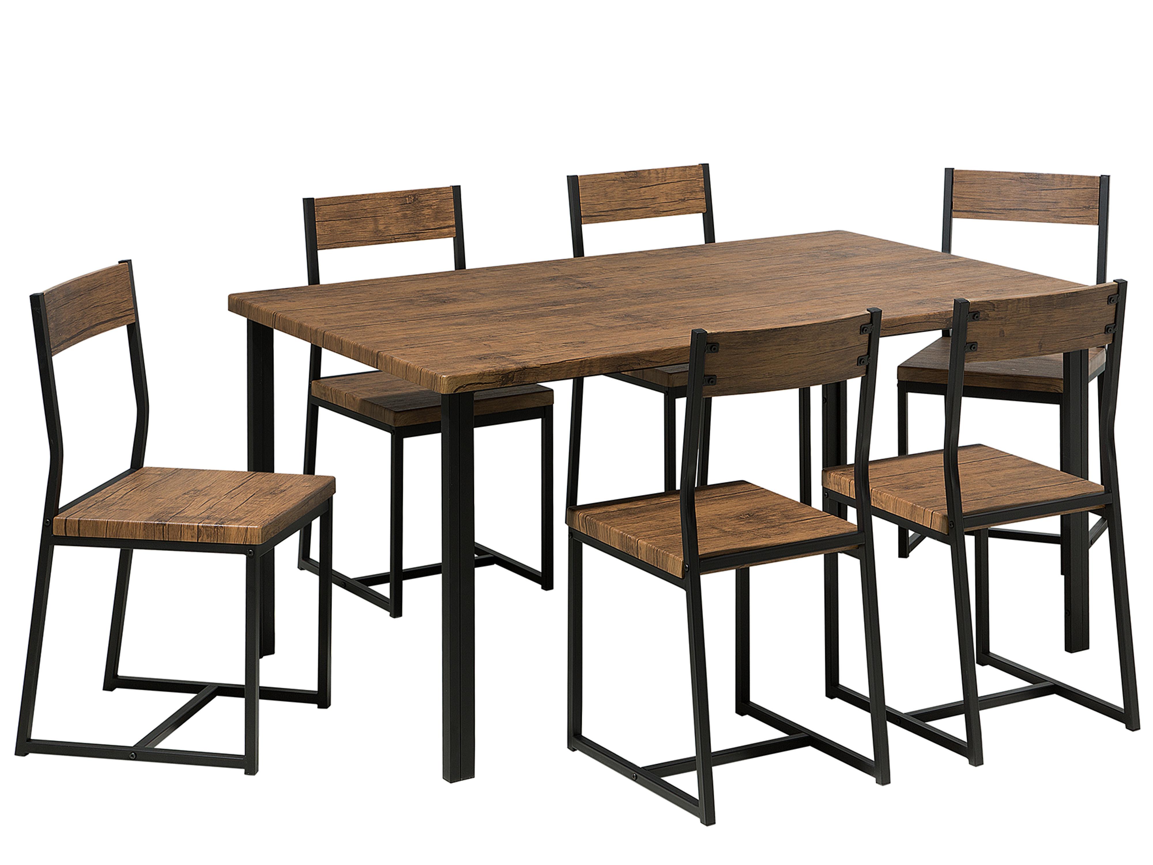 Conjunto de comedor LAREDO Marrón oscuro 6 plazas