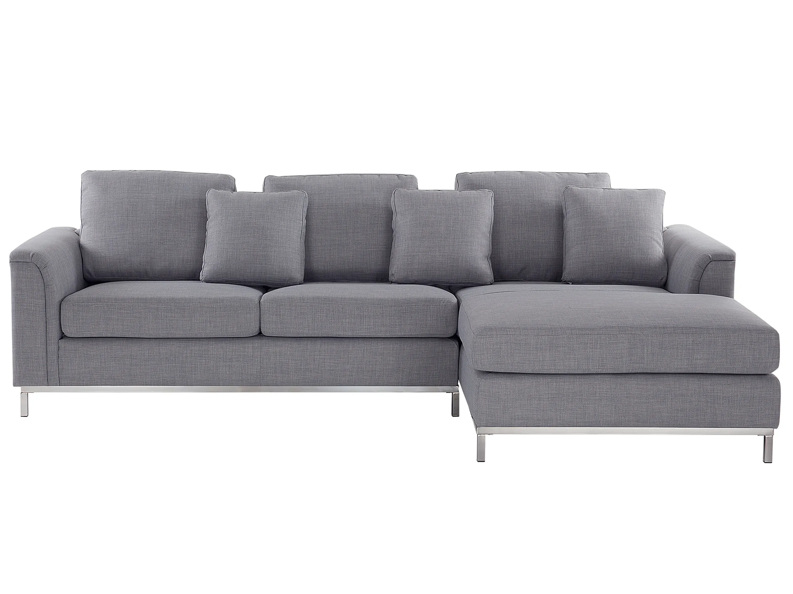 Corner Sofa 4 Seater OSLO Fabric Light Grey Left Hand